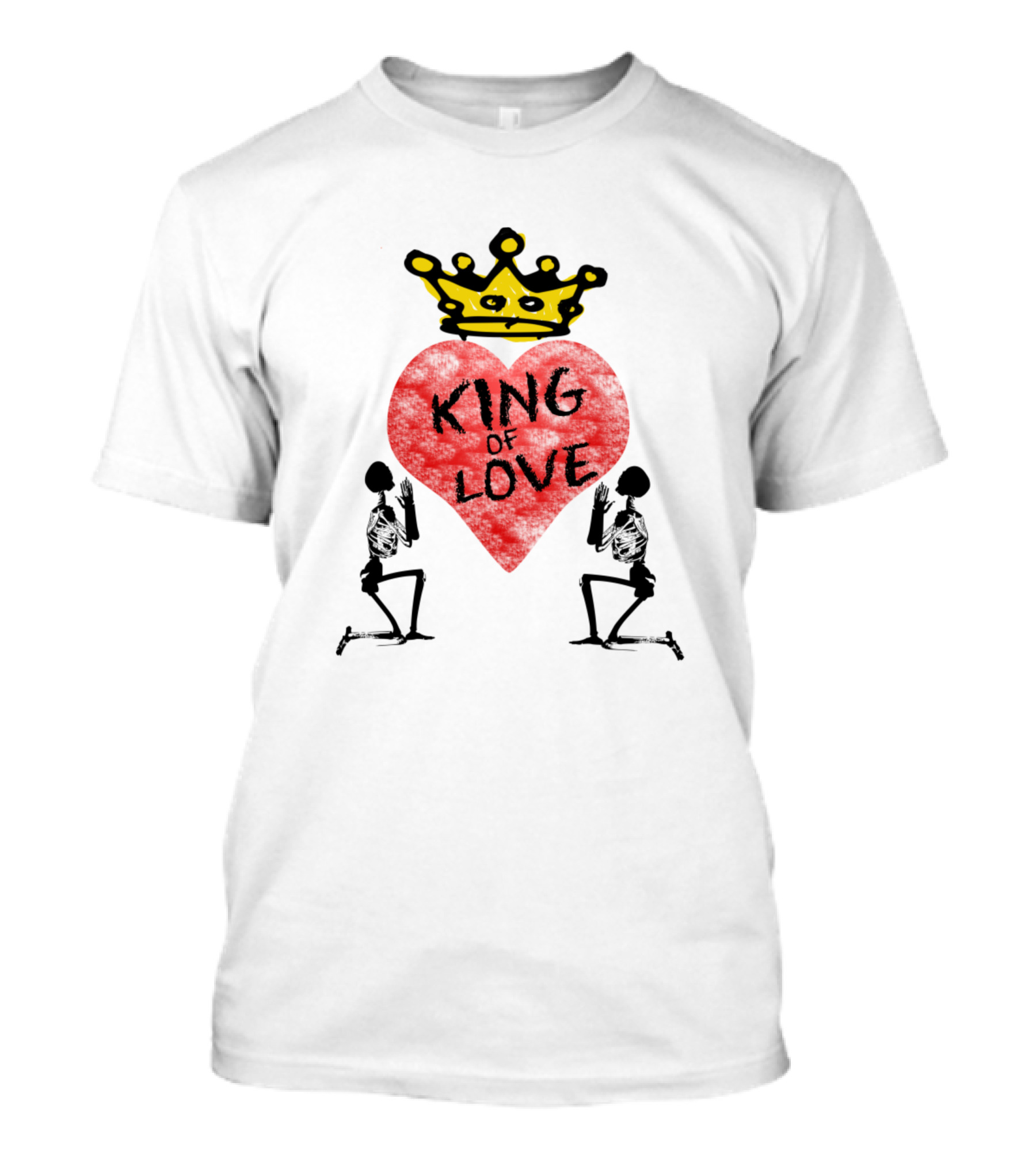 King Of Love Heart With Crown And Kneeling Figures T-Shirt
