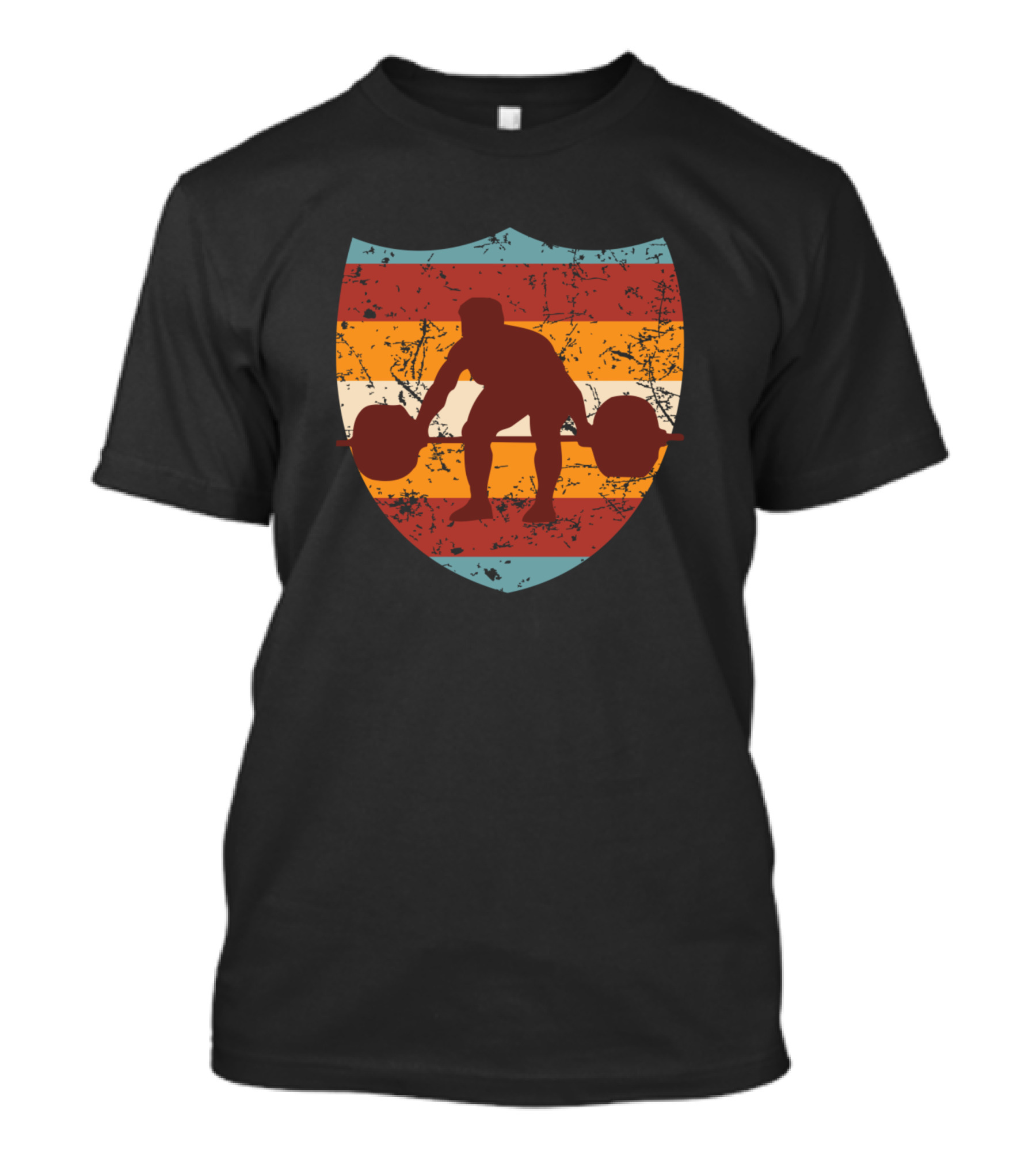 Lifting Man Retro Vintage Fitness Weightlifting Shield T-Shirt