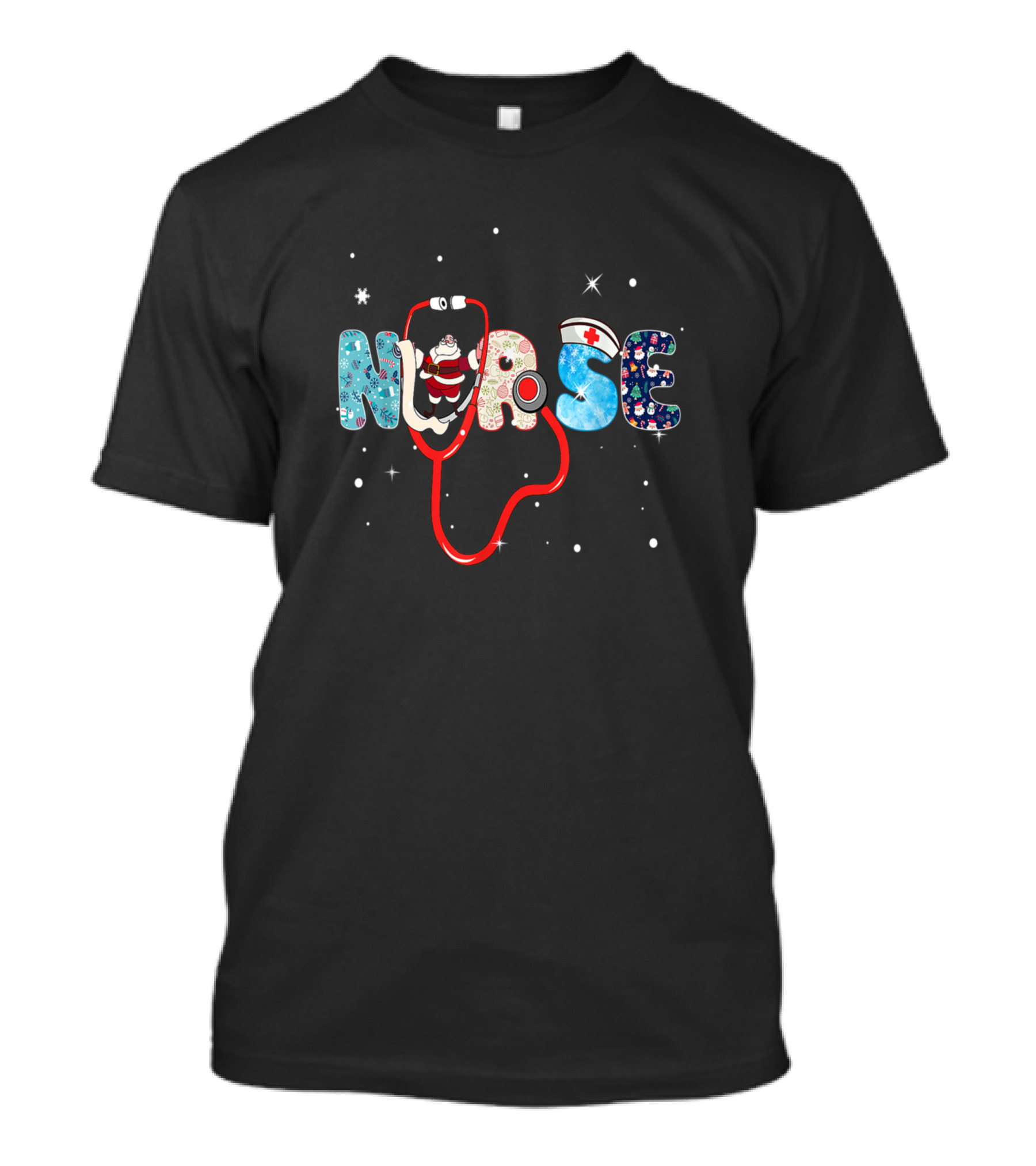 Nurse Santa Stethoscope Christmas T-Shirt
