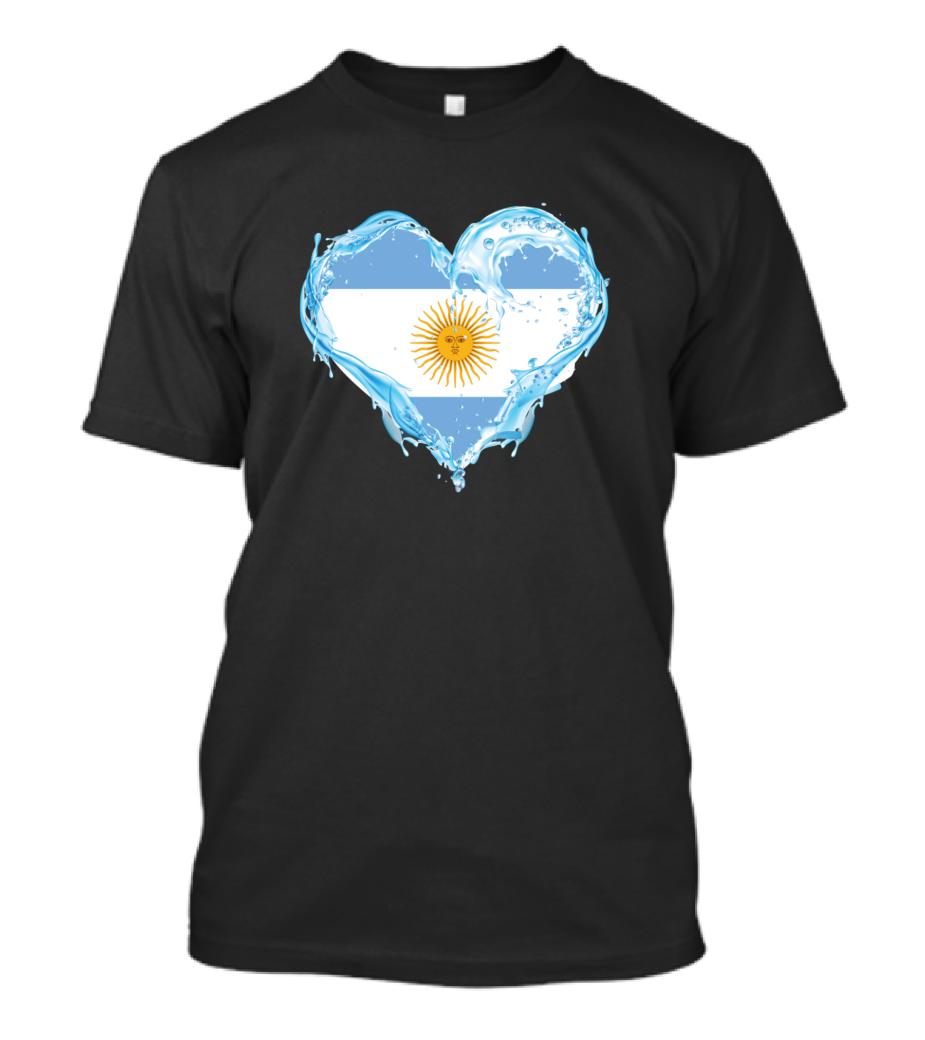 Love Water Heart With Argentina Flag T-Shirt
