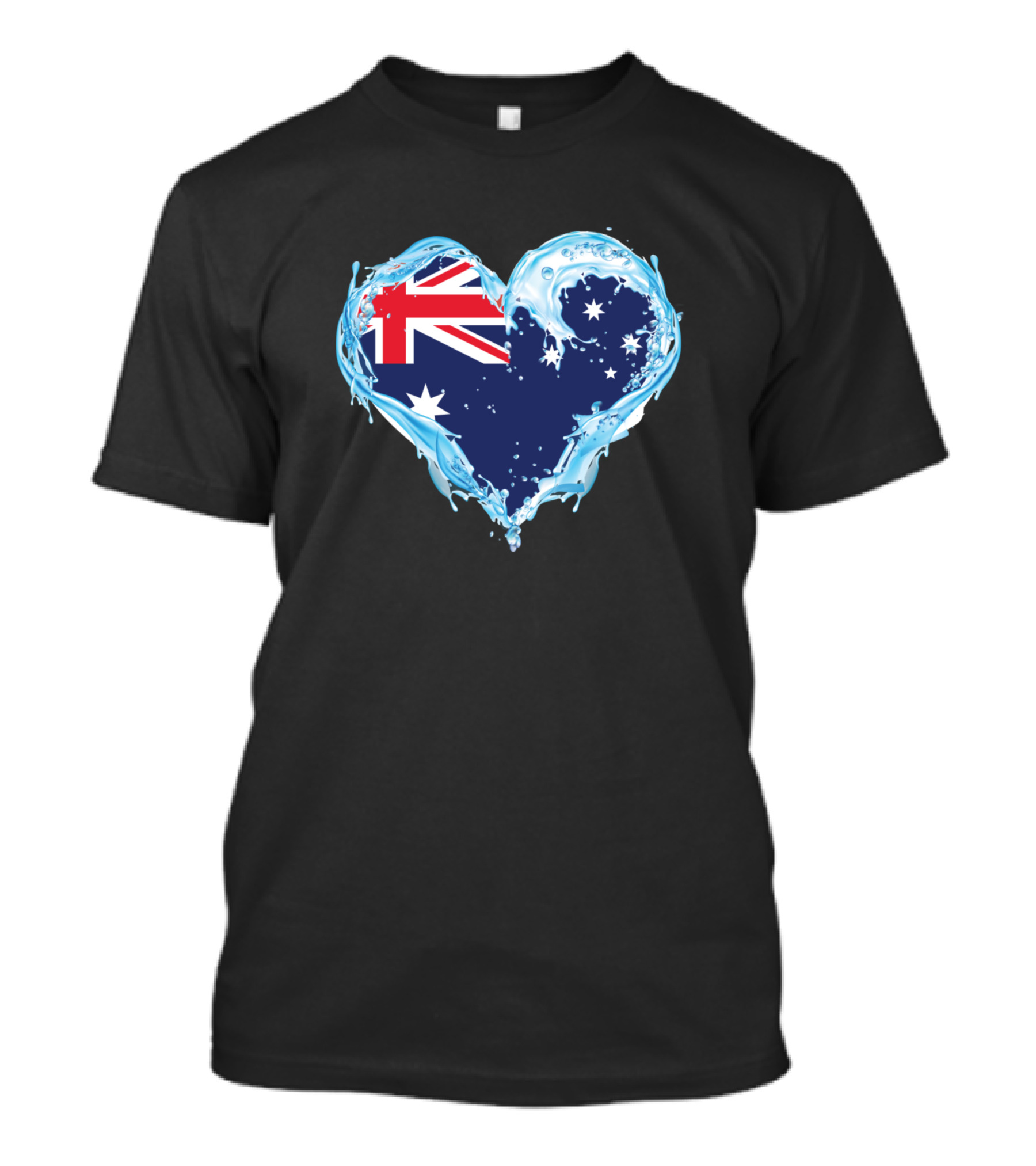 Love Water Australia Flag Heart Splash T-Shirt