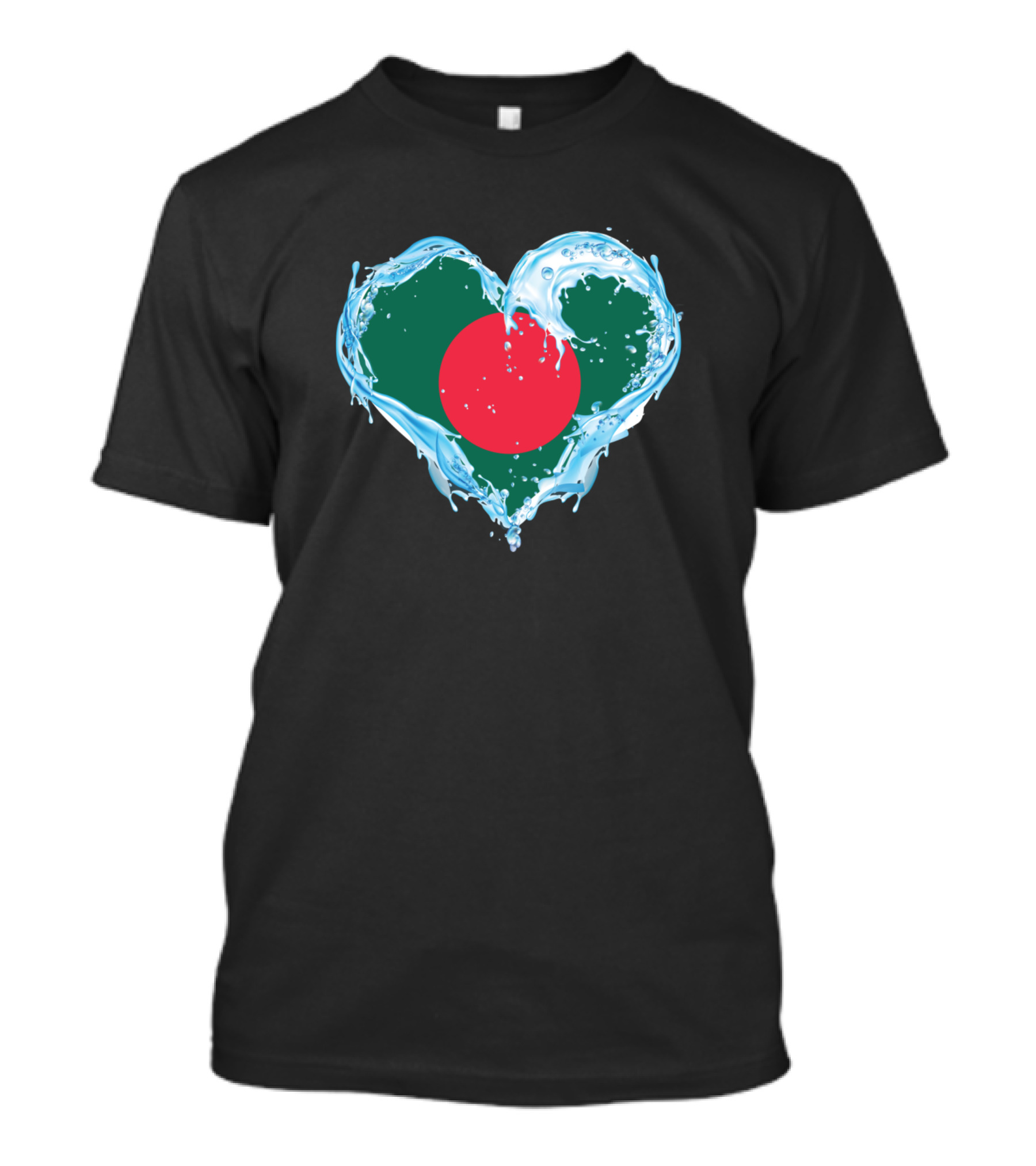 Love Water Heart Shaped Bangladesh Flag T-Shirt