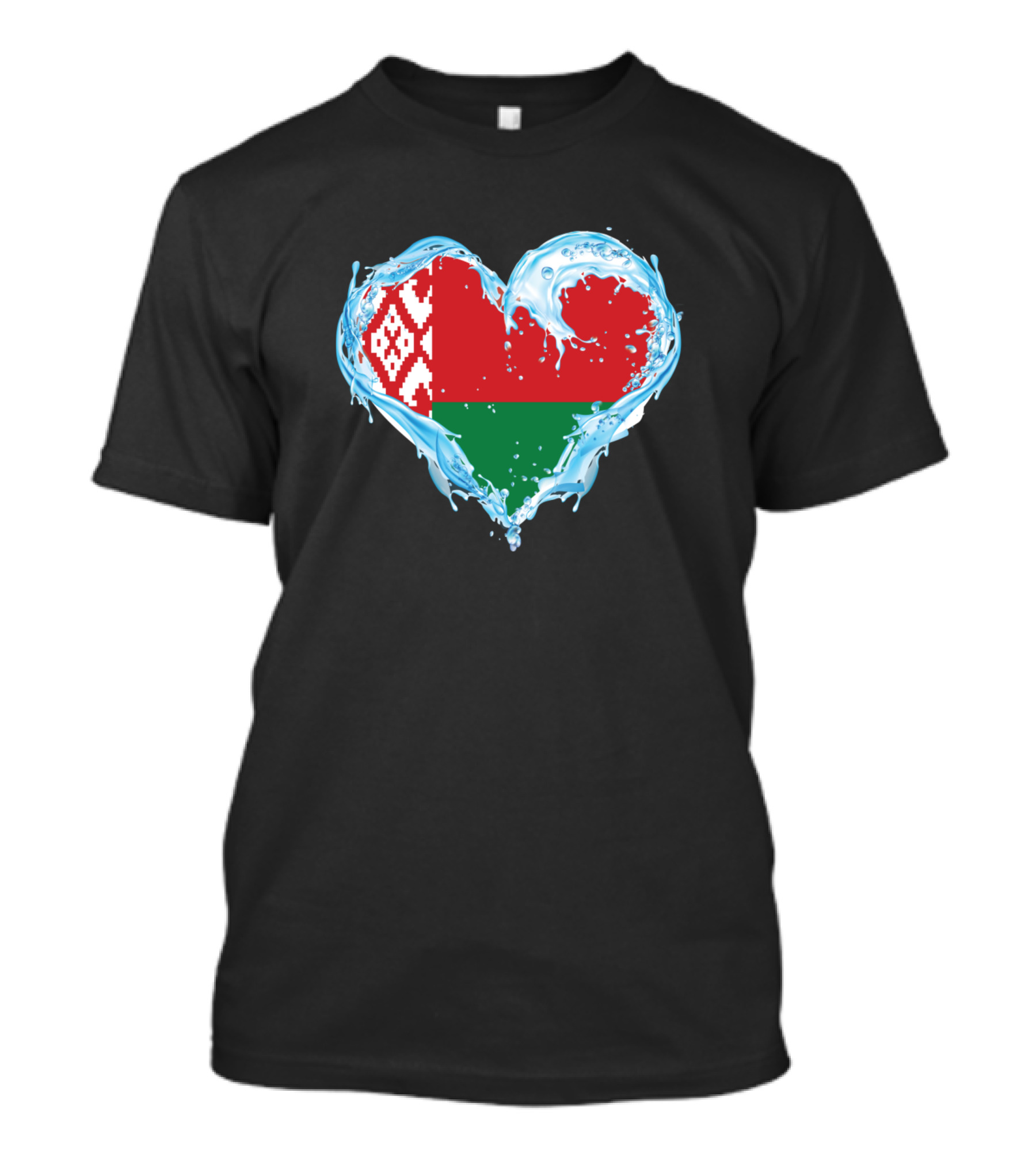 Belarus Flag Water Heart Love T-Shirt