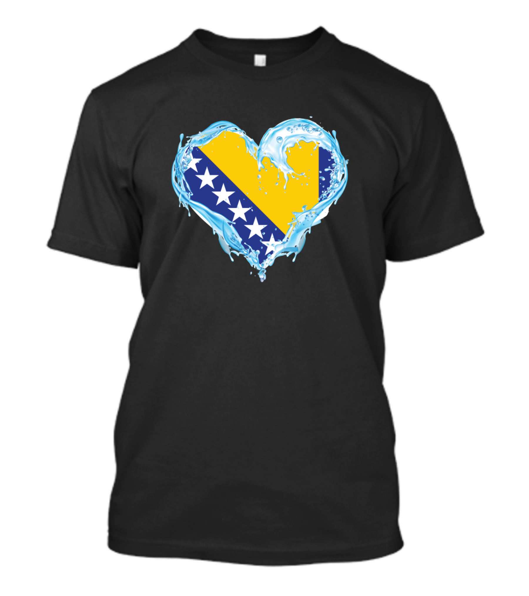 Love Bosnia And Herzegovina Flag With Water Heart T-Shirt