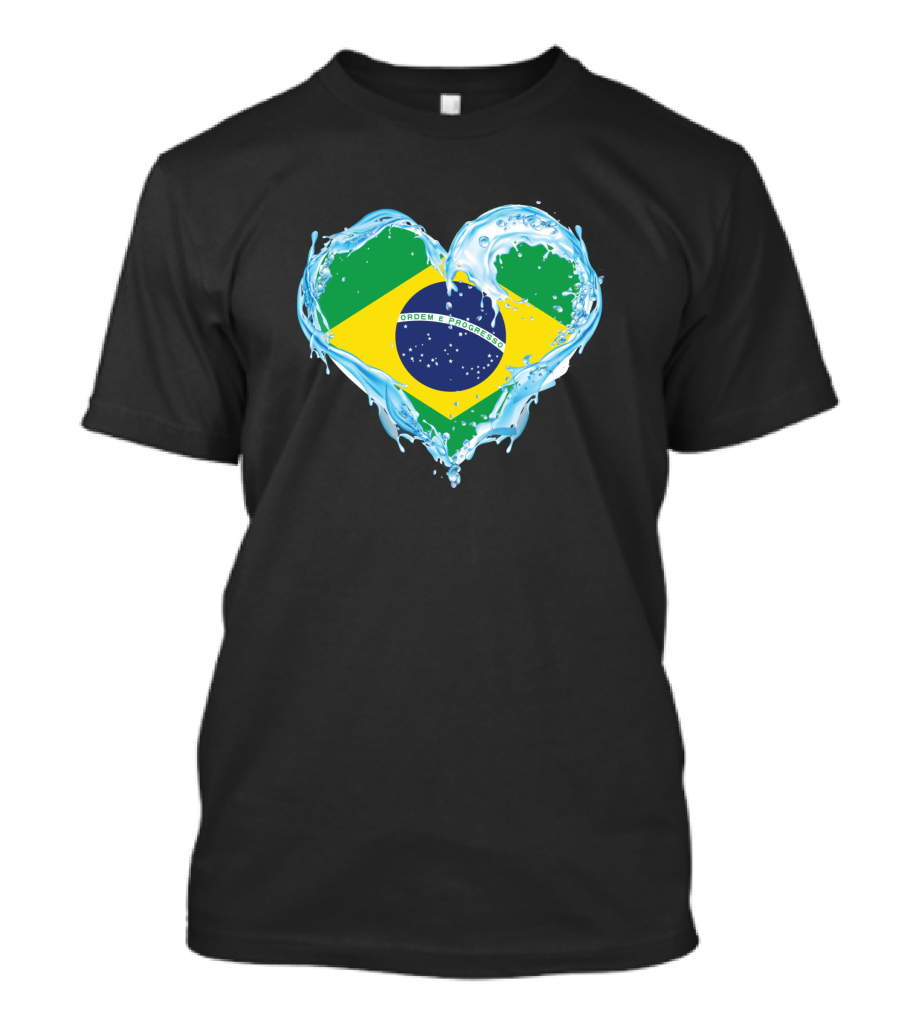 Love Water Heart Brazil Flag T-Shirt