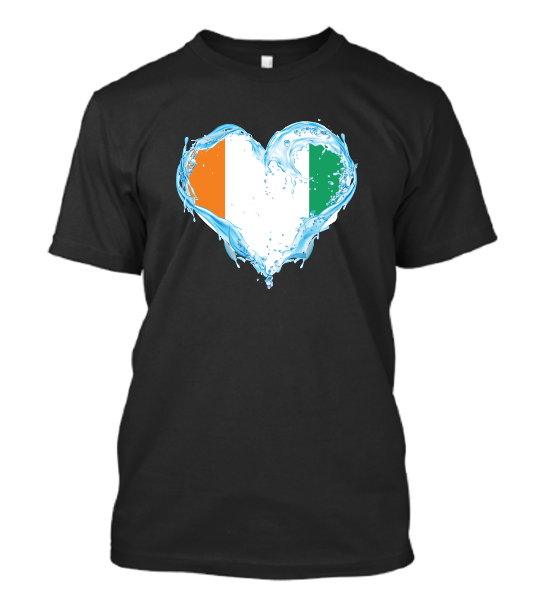 Love Côte D'Ivoire Flag Heart Water T-Shirt