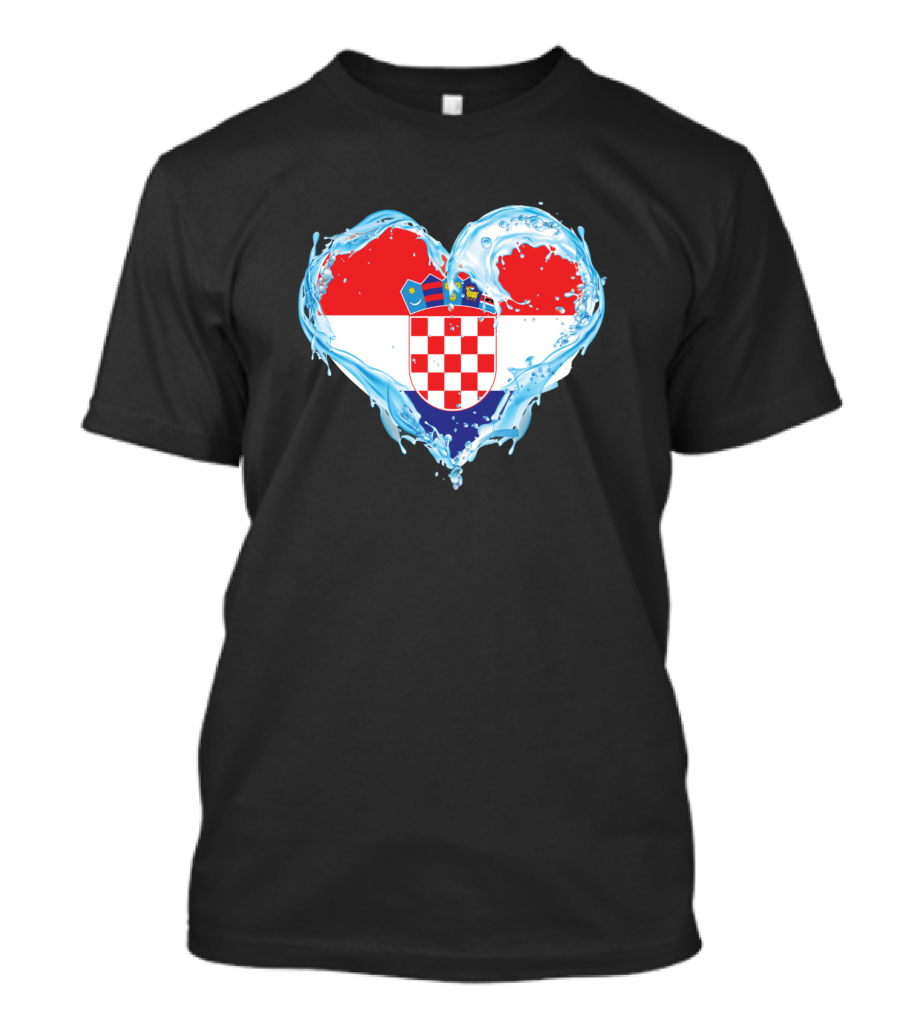 Croatia Flag Heart Water Splash T-Shirt