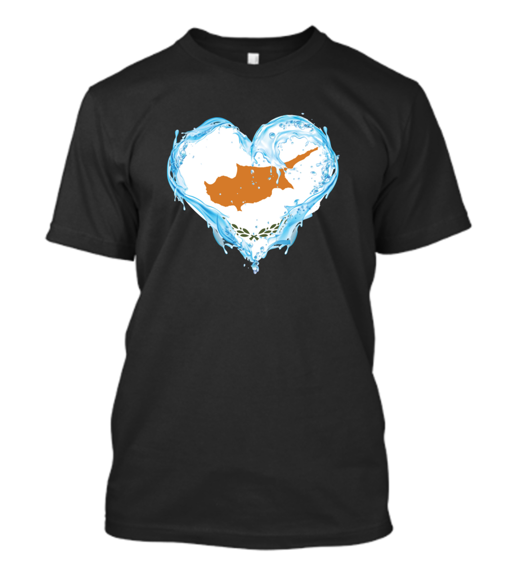 Cyprus Map In Water Heart T-Shirt