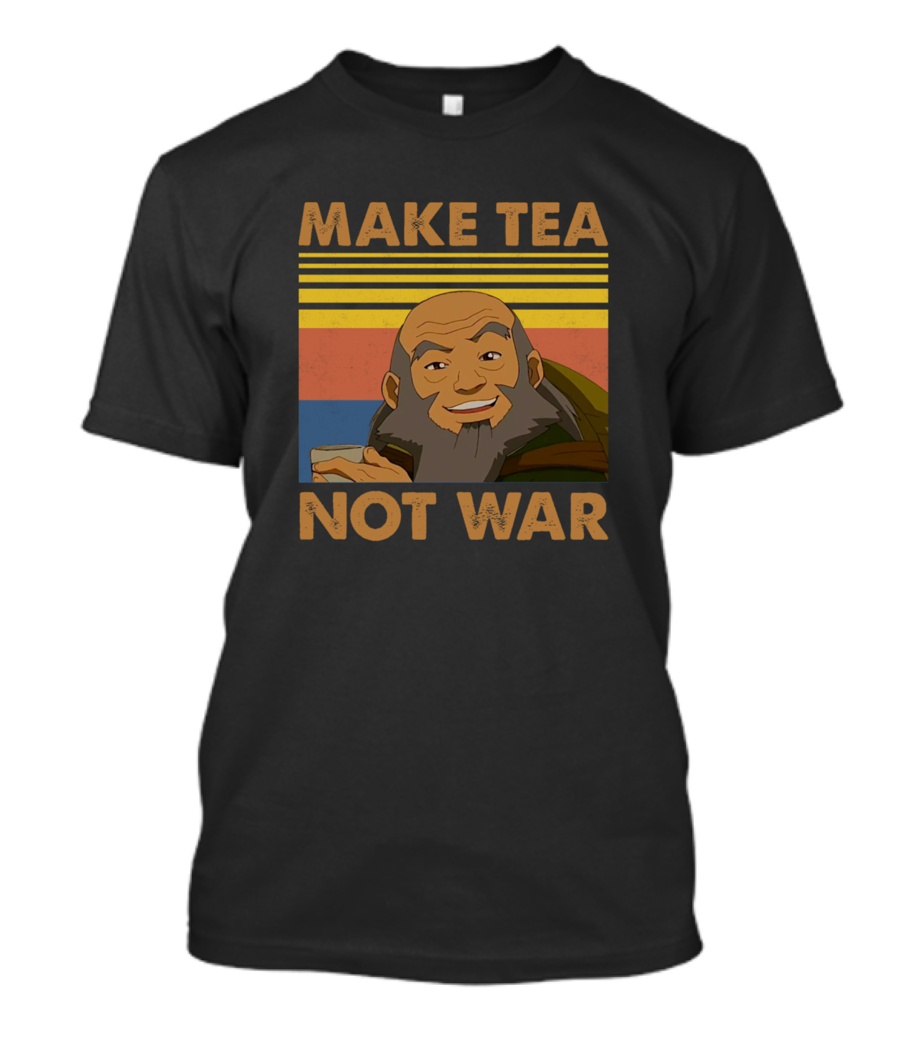 Make Tea Not War Uncle Iroh Avatar Character Vintage Stripes T-Shirt