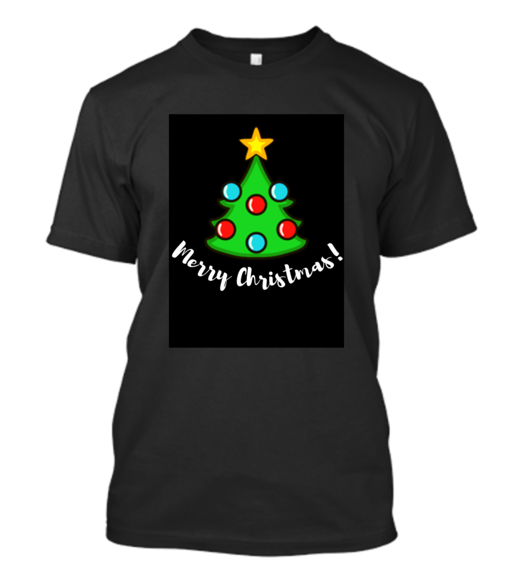 Merry Christmas Tree With Star And Colorful Ornaments T-Shirt