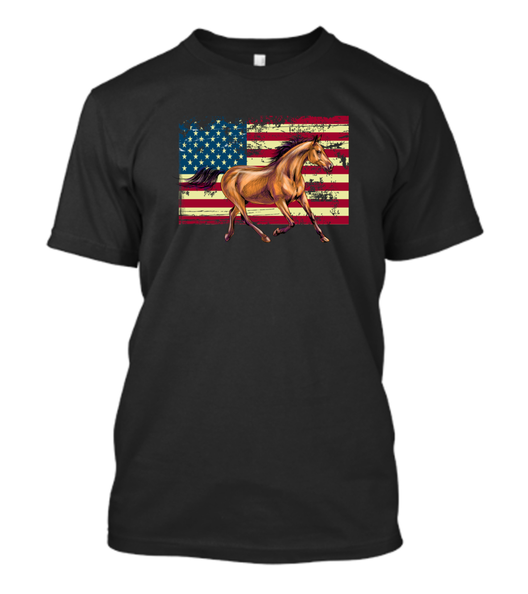 USA Flag Patriotic Horse Equestrian Themed T-Shirt