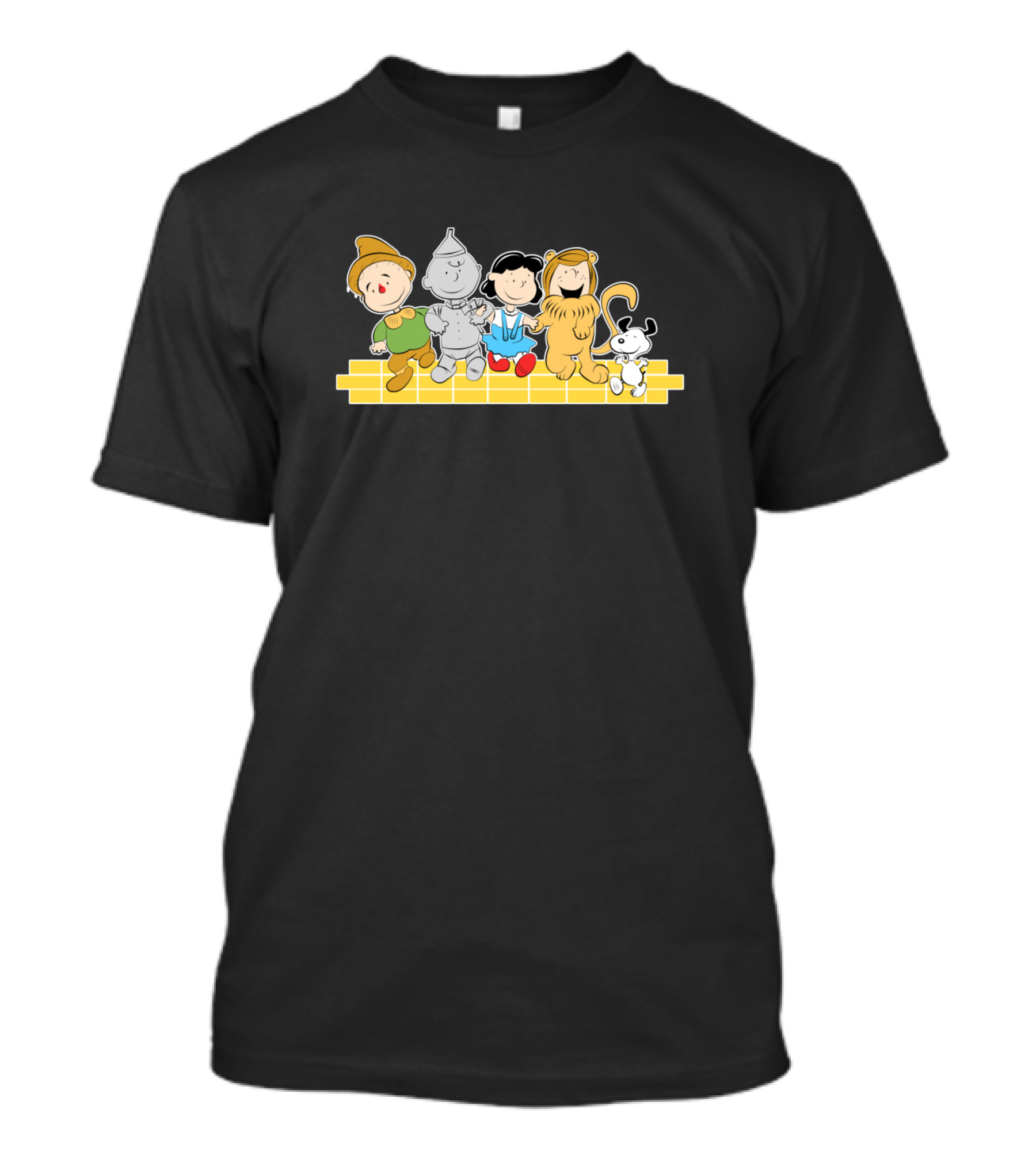 Peanuts Characters As Wizard Of Oz Group On Yellow Brick Road T-Shirt