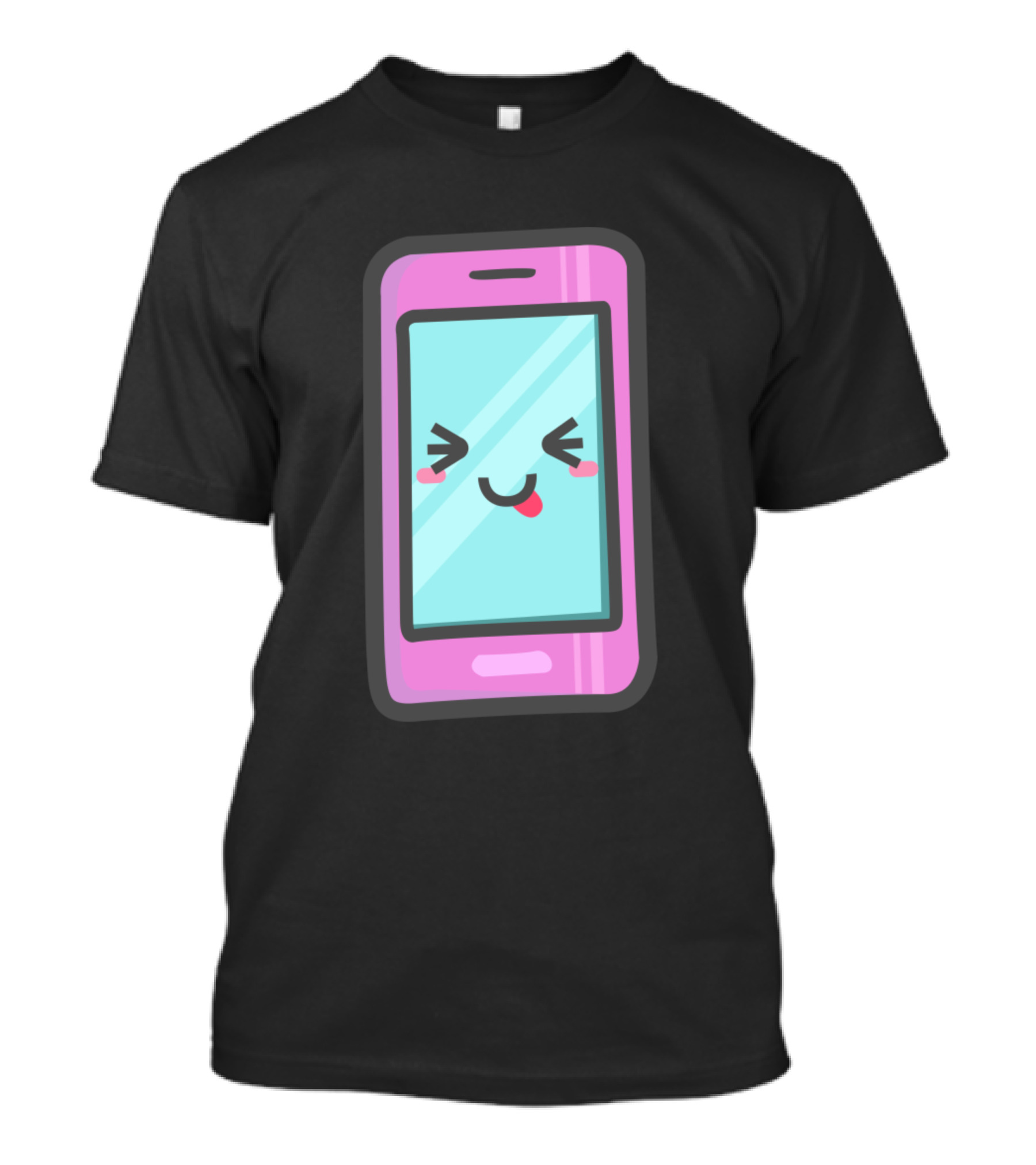 Kawaii Pink Cellphone With Cute Face T-Shirt