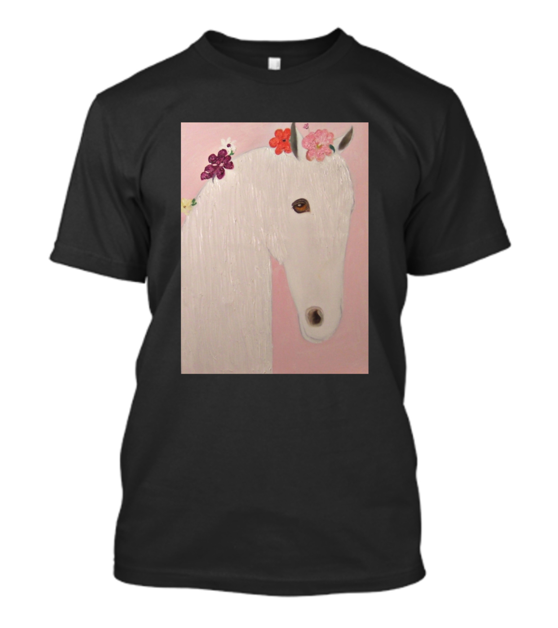 Pretty Is As Pretty Does White Horse With Floral Accents T-Shirt