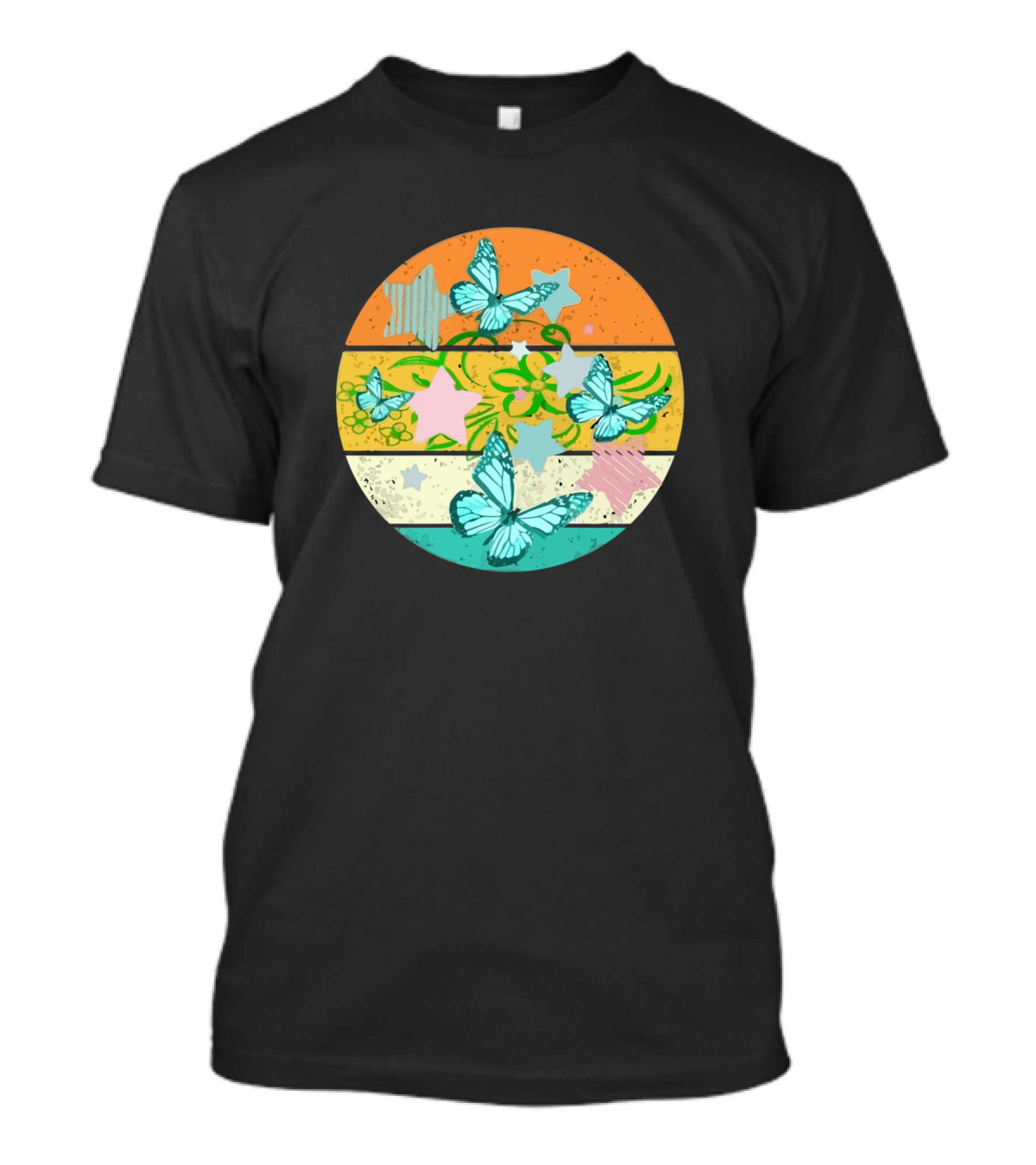 Rainbow Potter Cats Stars And Butterflies T-Shirt