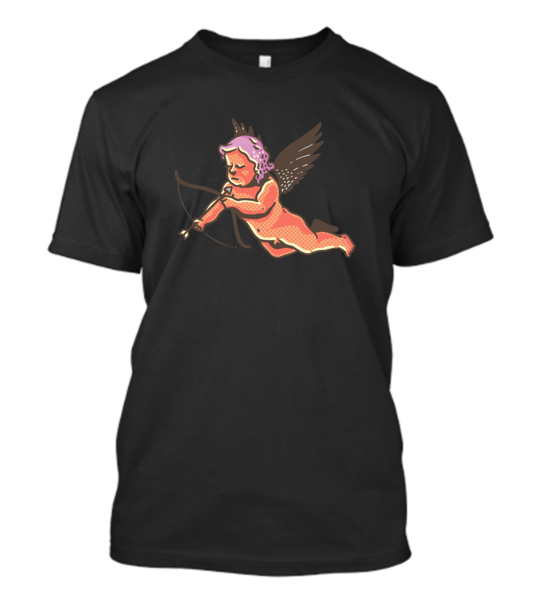 Sad Cupid Bow And Arrow Flying Angel With Purple Hair T-Shirt