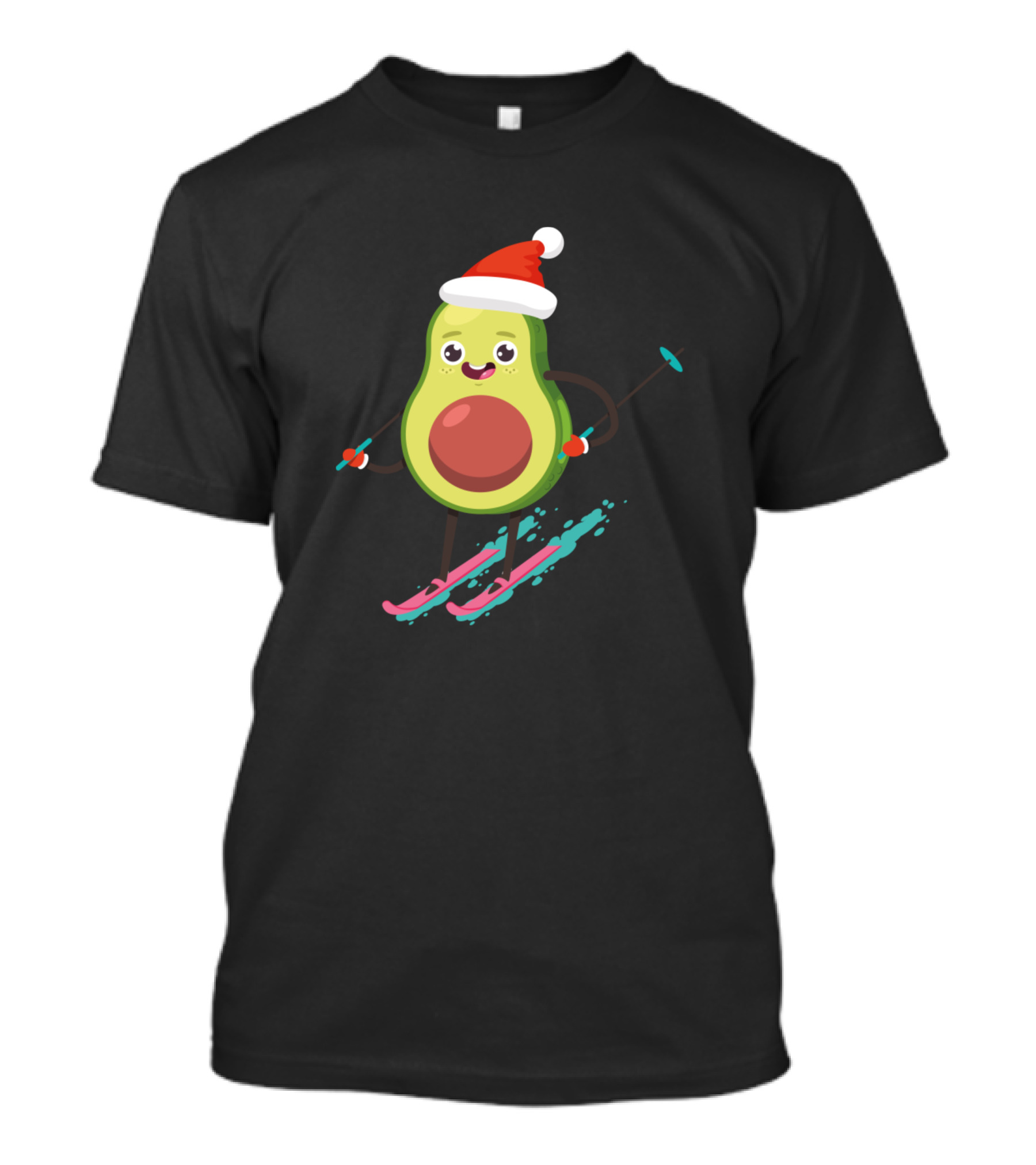 Avocado Santa Skiing Adventure T-Shirt