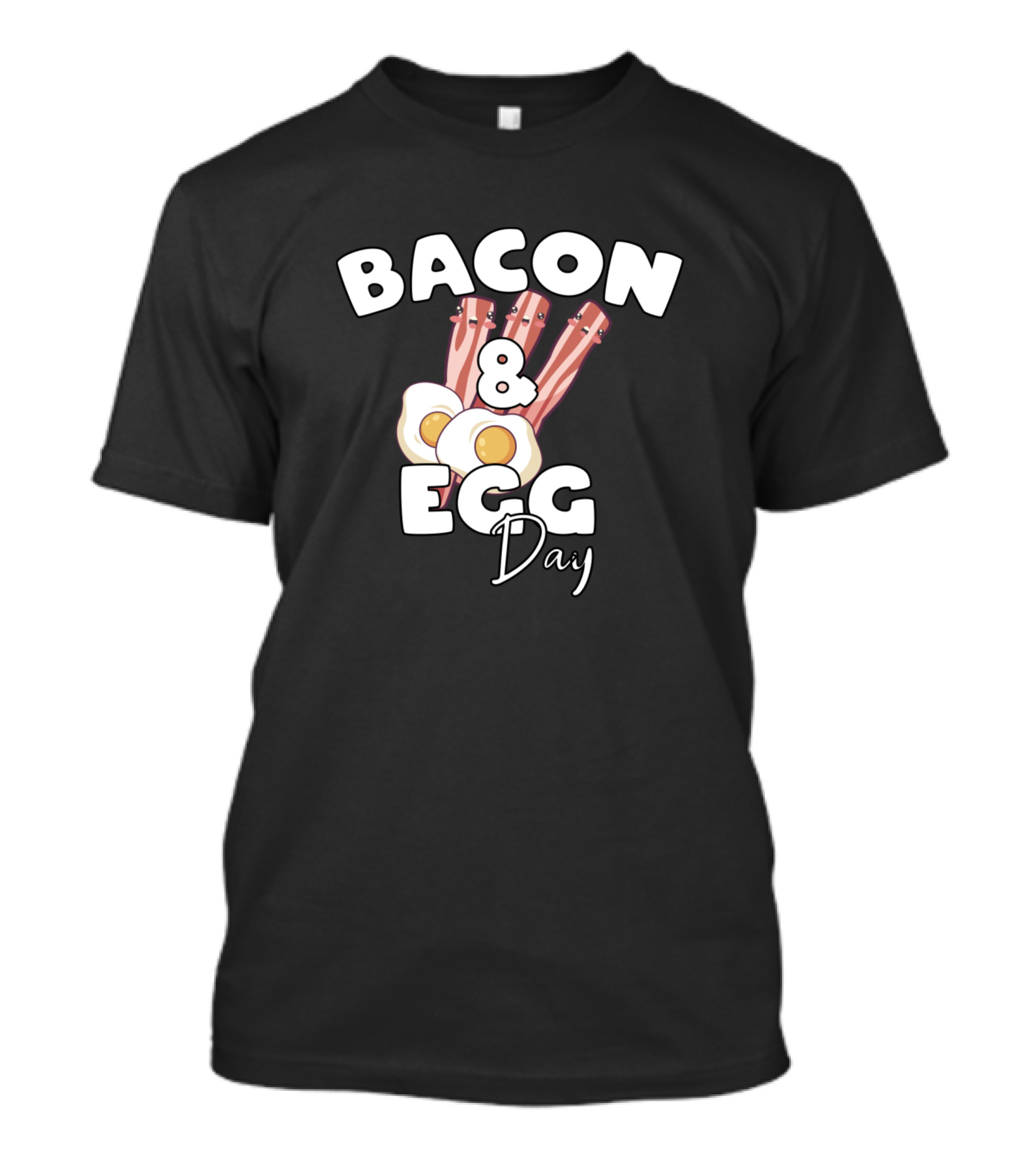 BACON AND EGG DAY подходящей теме весело в черном фоне T-Shirt