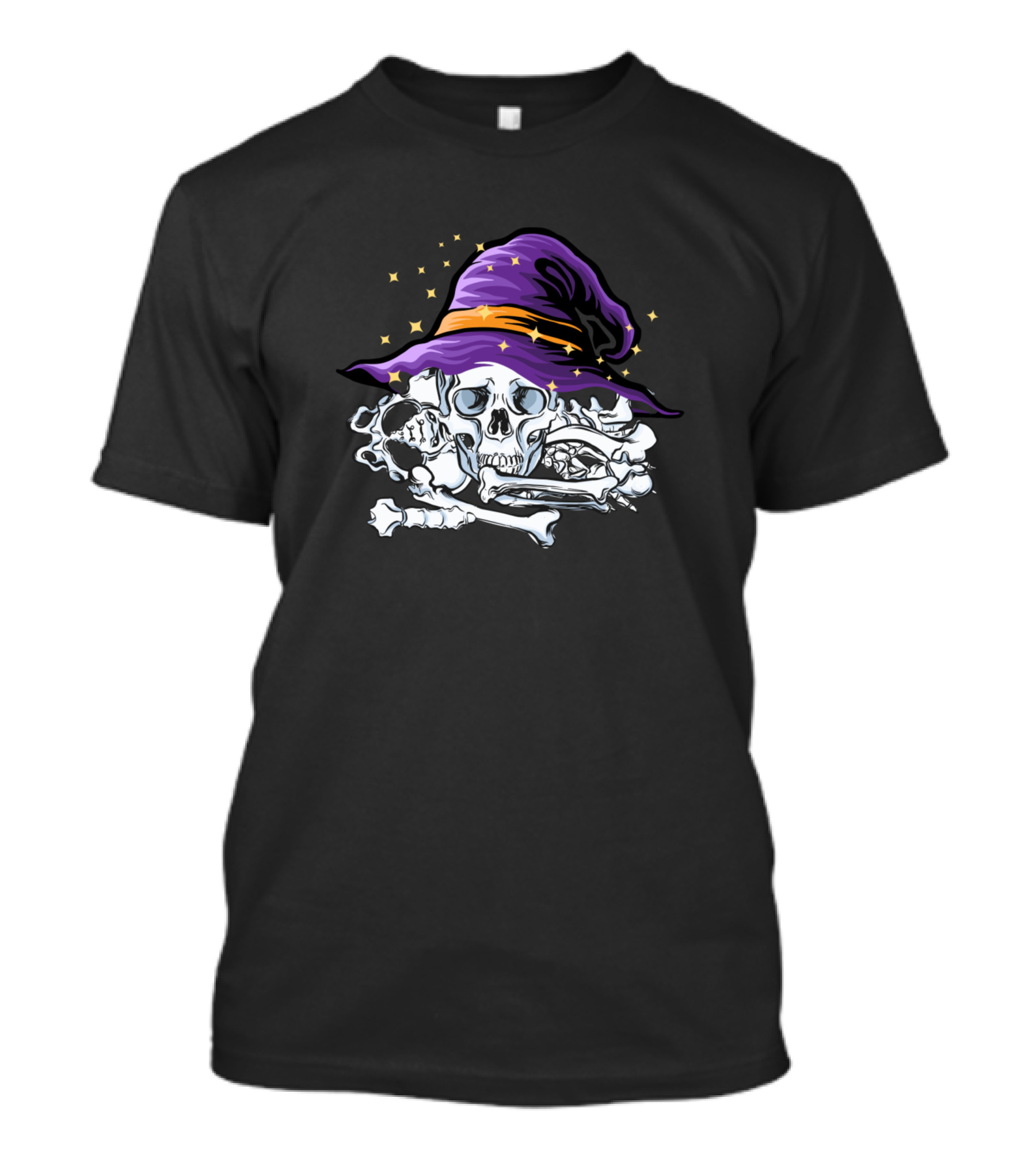 Tote Hexe Mit Hexenhut Skelett Monster Zauber Schädel Lila Hexenhut Knochen T-Shirt