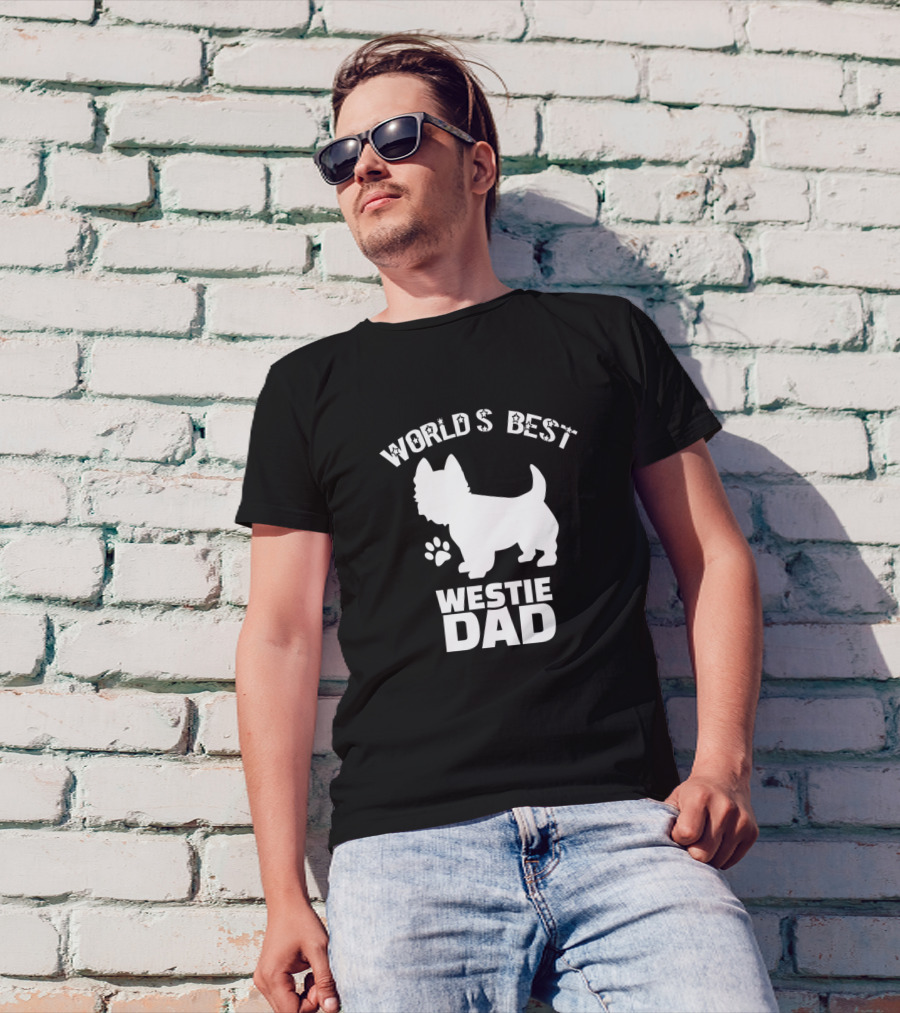 World's Best Westie Dad Dogs Paw Puppy Lover Pups T-Shirt