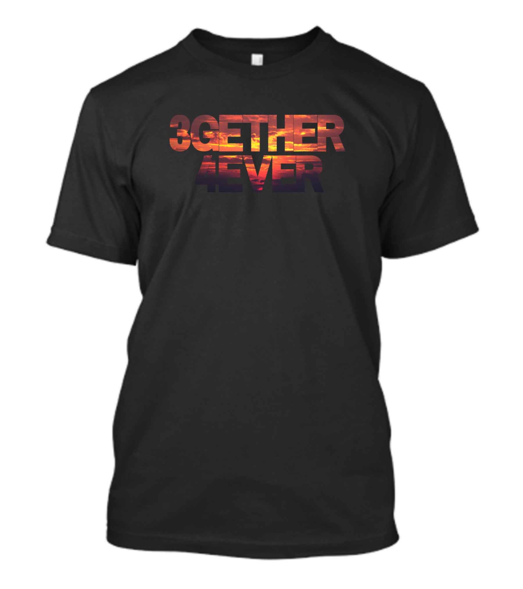 3Gether 4Ever Throuple Polyamory Sunset Letters T-Shirt