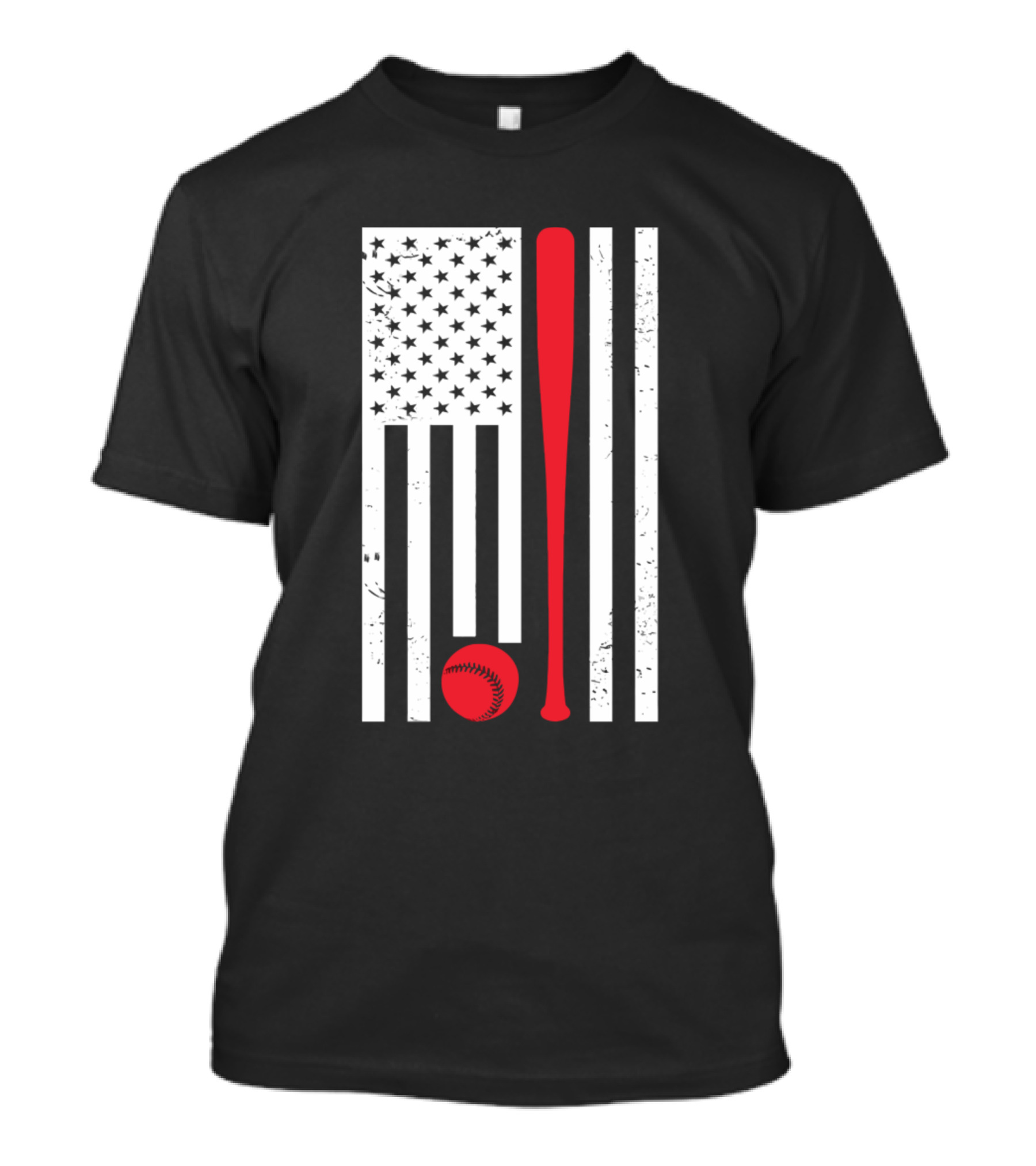 American Flag Baseball Bat And Ball Vintage Style USA Patriot Sports T-Shirt