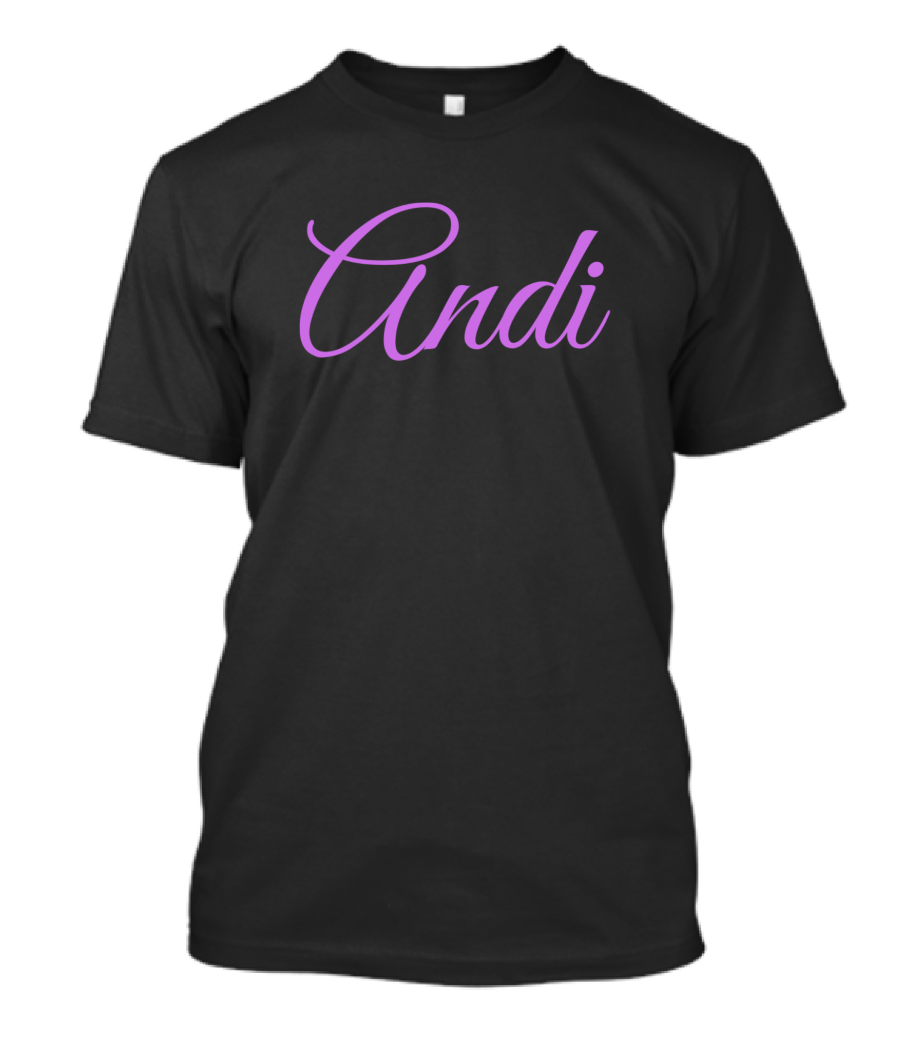 Andi Name In Elegant Script Purple Text T-Shirt