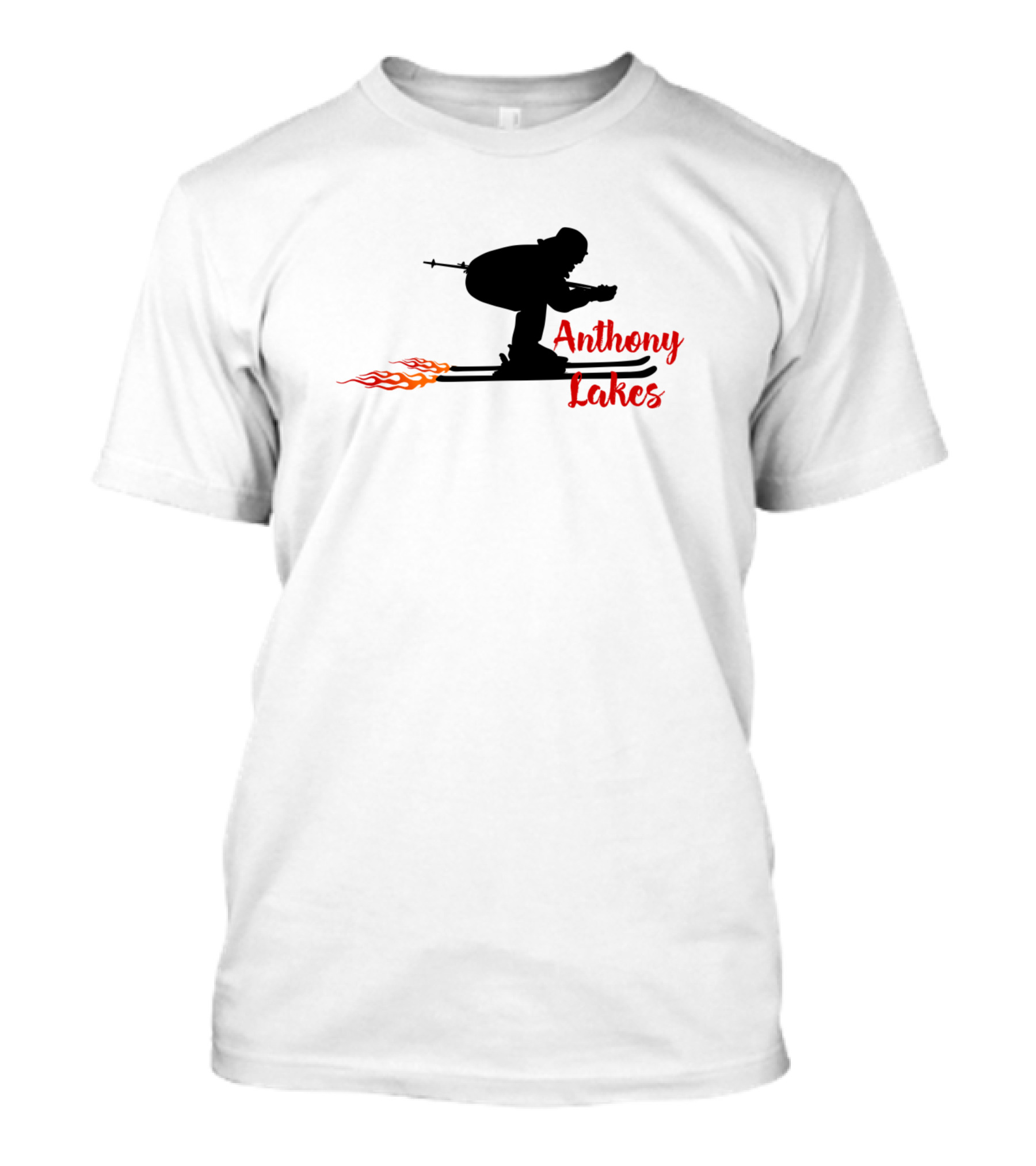 Anthony Lakes Skiing Silhouette With Flames T-Shirt