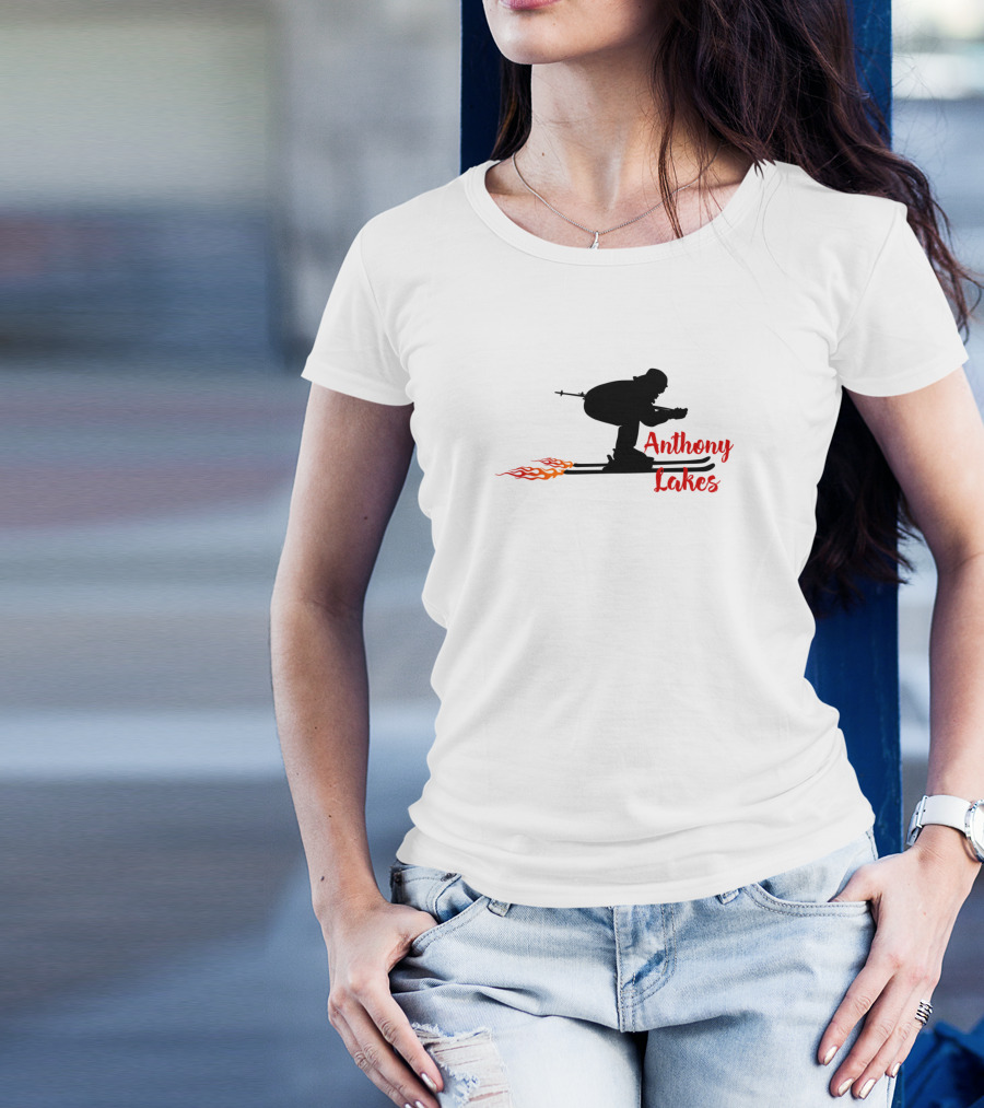 Anthony Lakes Skiing Silhouette With Flames T-Shirt