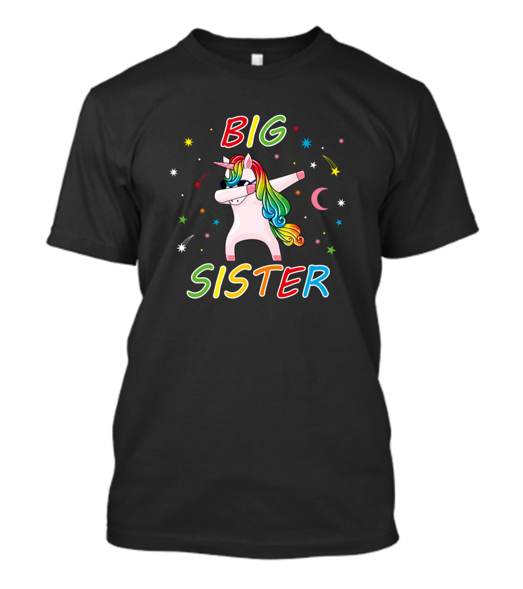 Big Sister Unicorn Dabbing Rainbow Stars Moon Sibling U T-Shirt