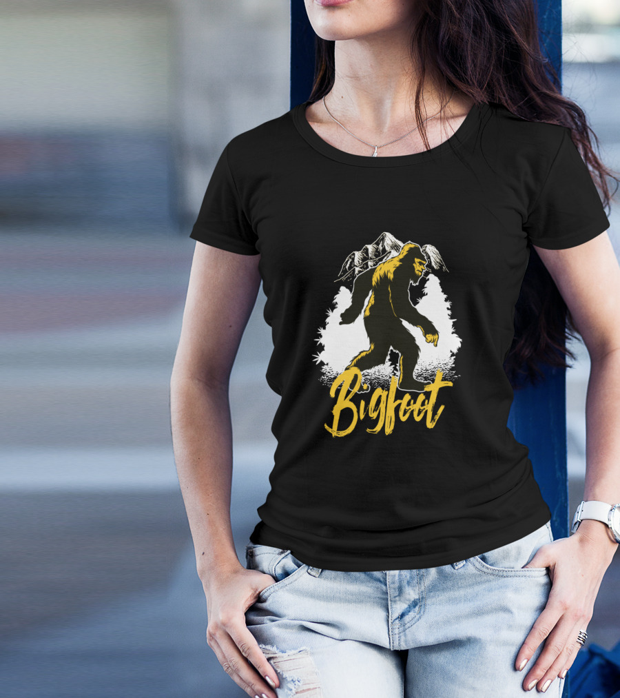 Bigfoot Cannabis Plants 420 Mountains Forest T-Shirt