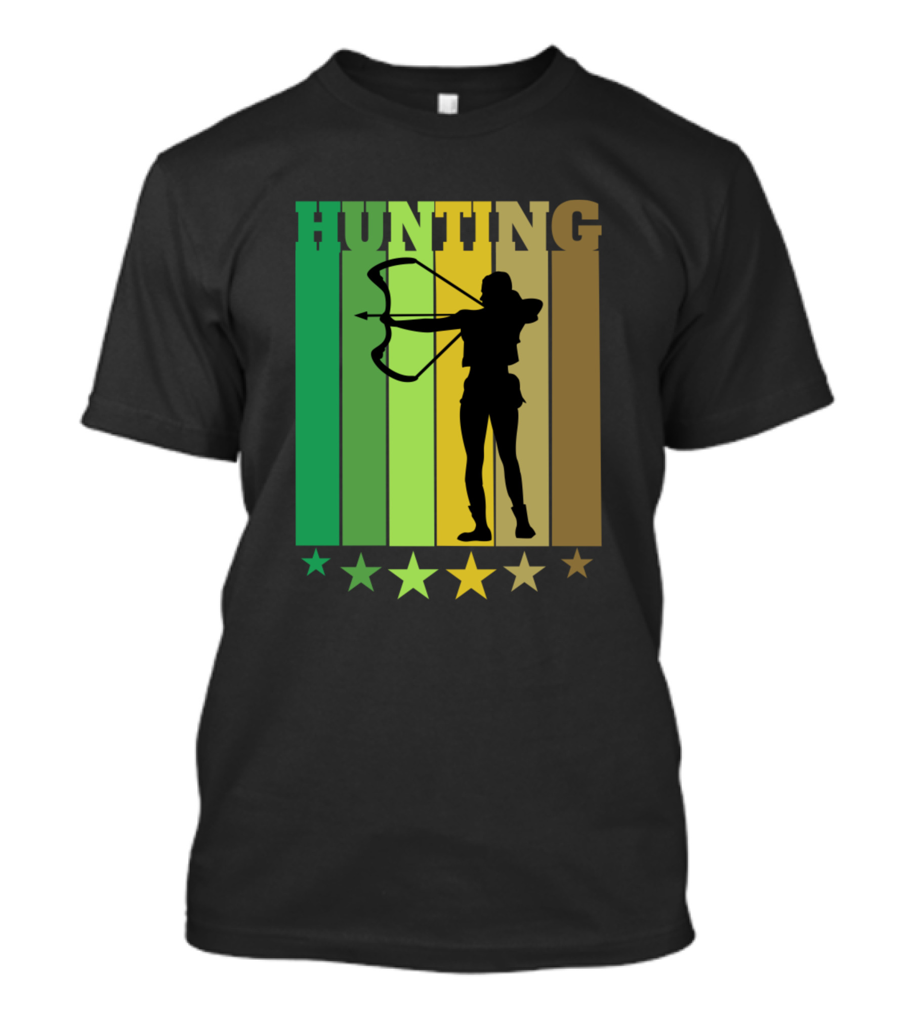 Hunting Bow Silhouette With Camouflage Stars T-Shirt