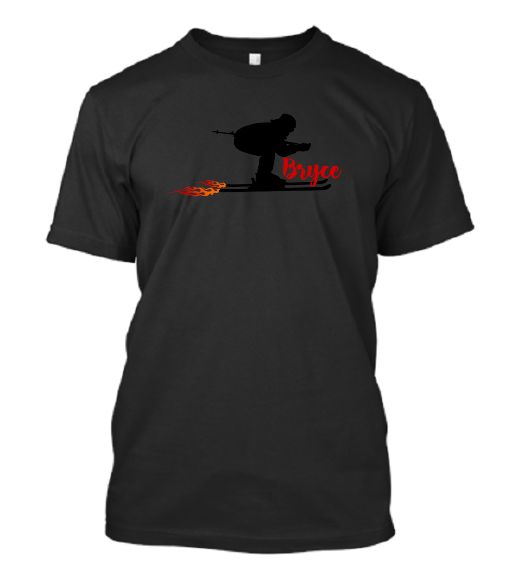 Bryce Skiing Silhouette With Flame Trail T-Shirt