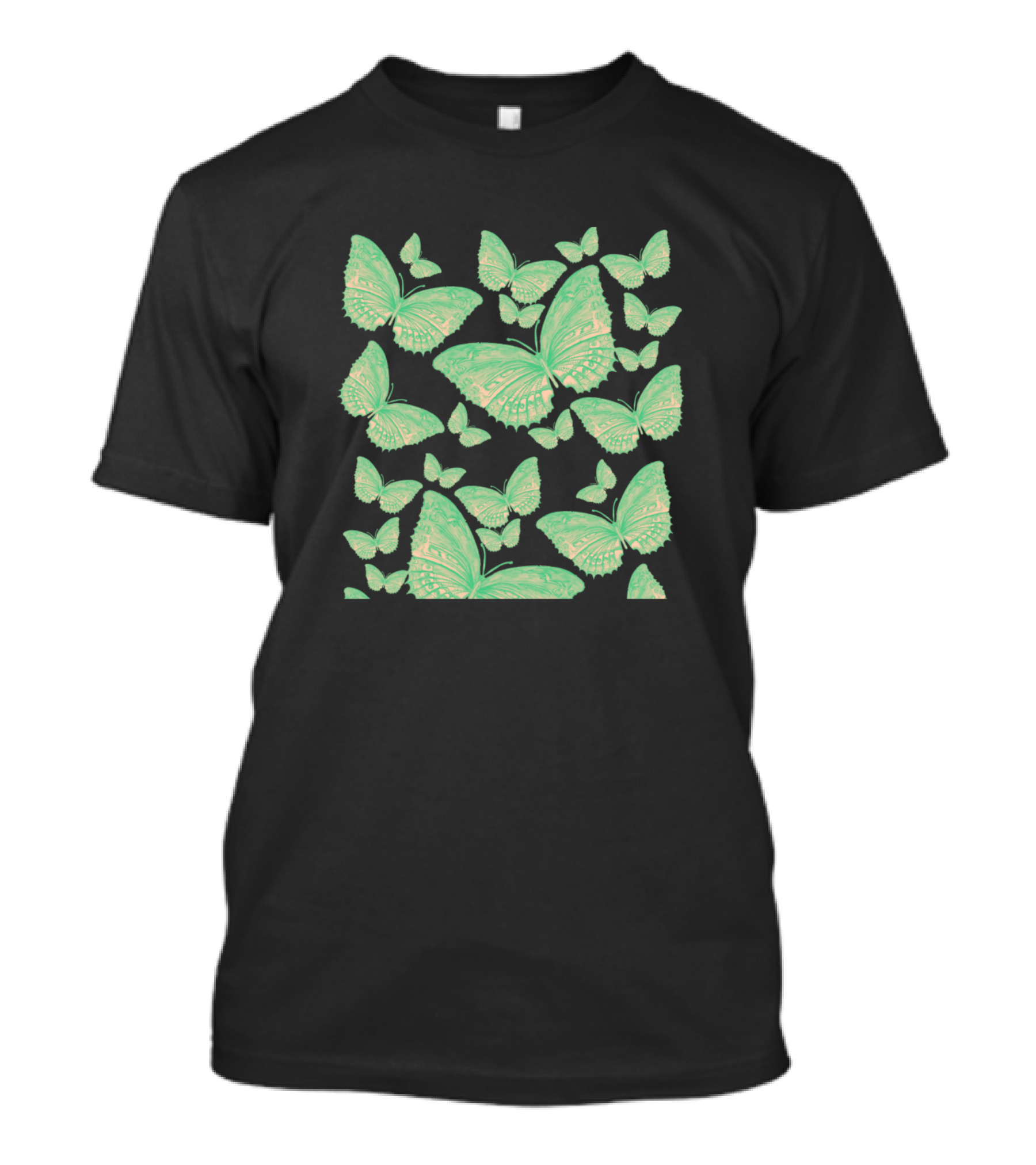 Butterfly Clusters Frilly Winged Green Butterflies T-Shirt