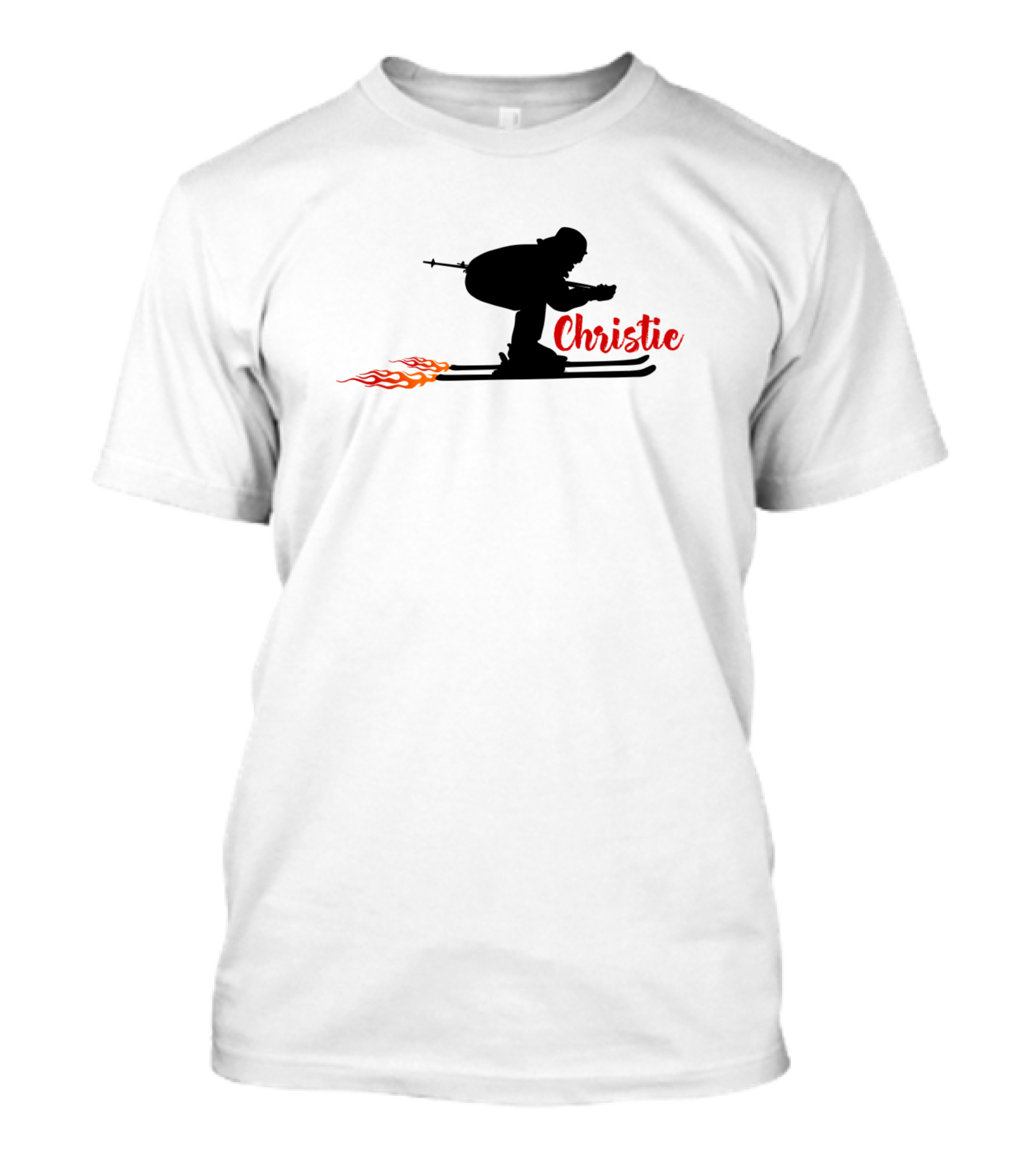 Christie Skier Silhouette With Flame Trail T-Shirt