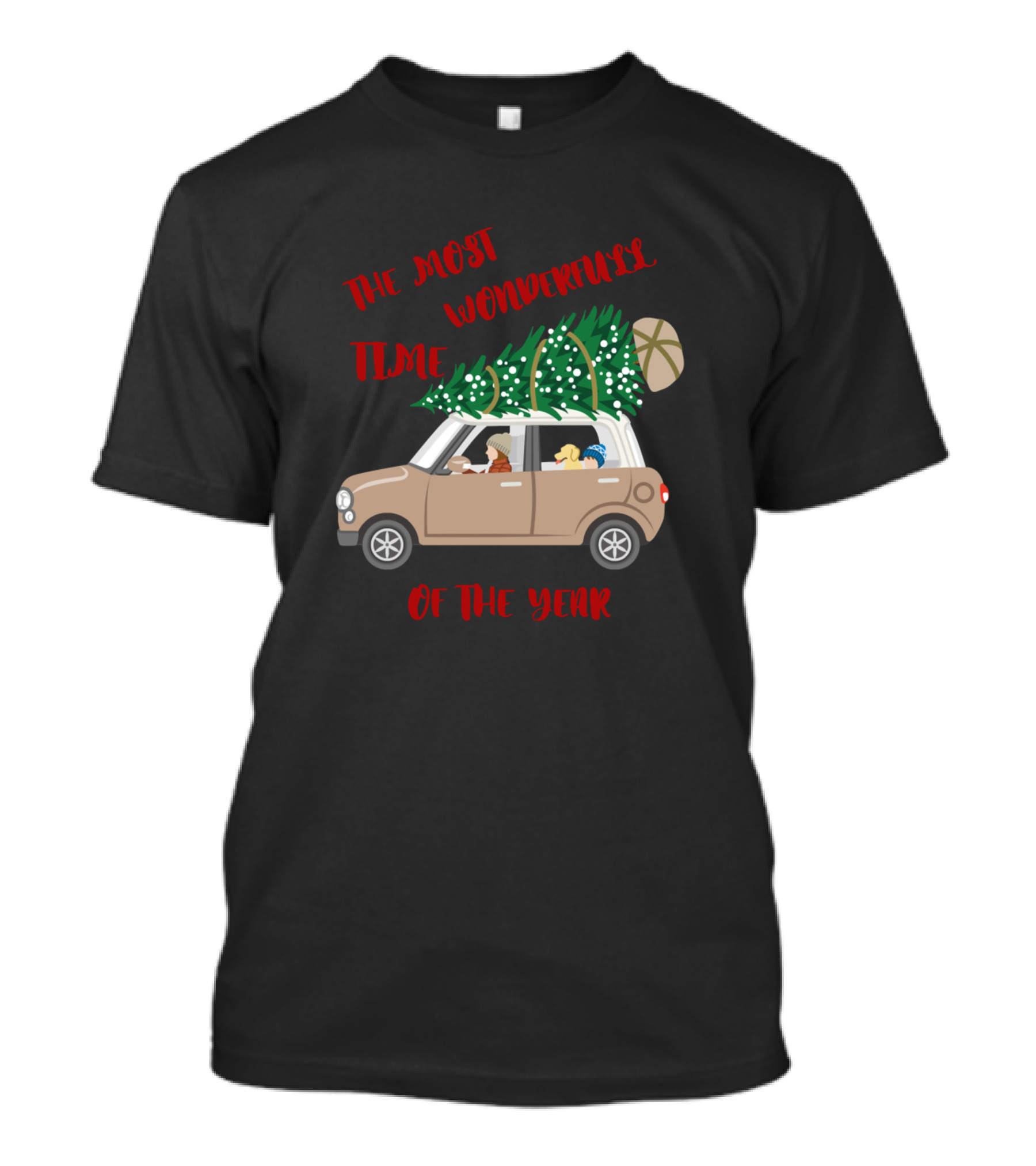 The Most Wonderful Time Christmas Tree Car Driving Holiday Season T-Shirt