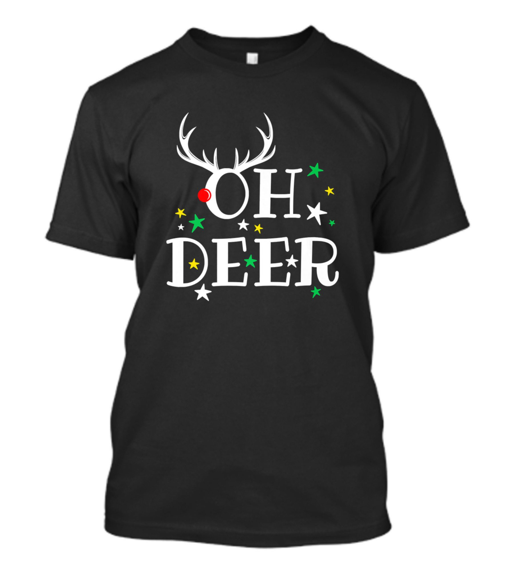 Christmas Oh Deer Funny Pun With Antlers And Stars T-Shirt