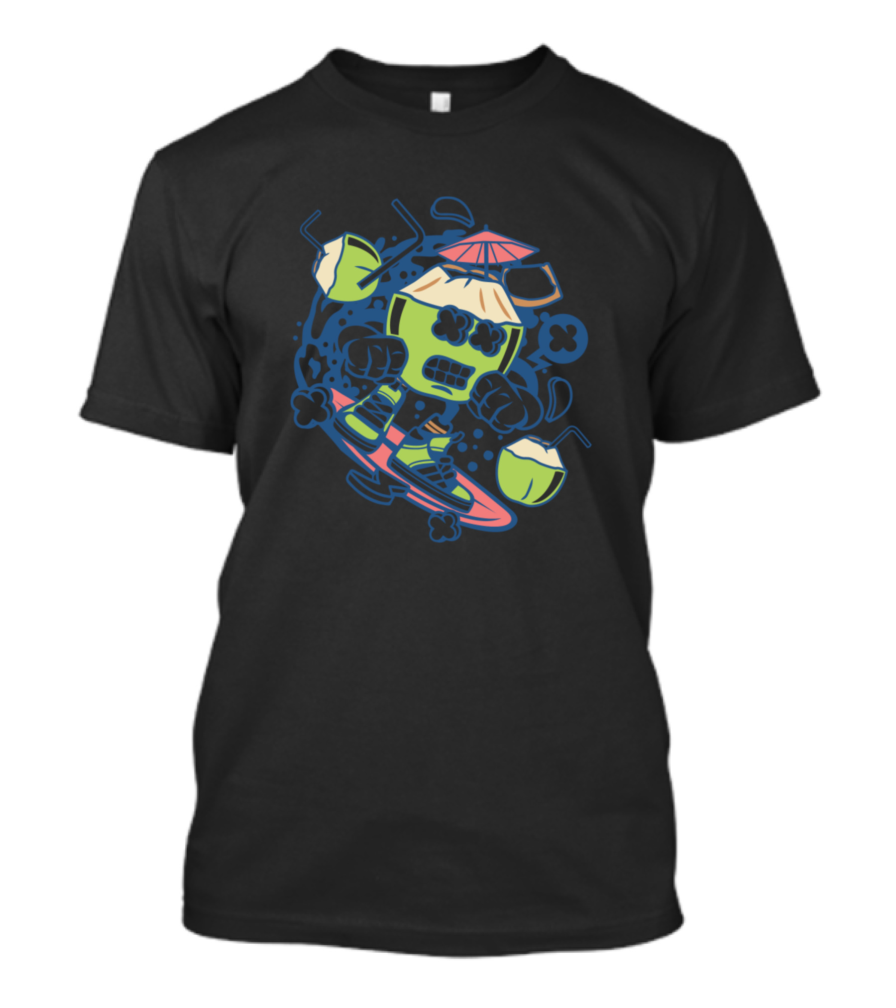 Coconut Surfer Animated Characters Comics Tropical Fun Fiesta T-Shirt