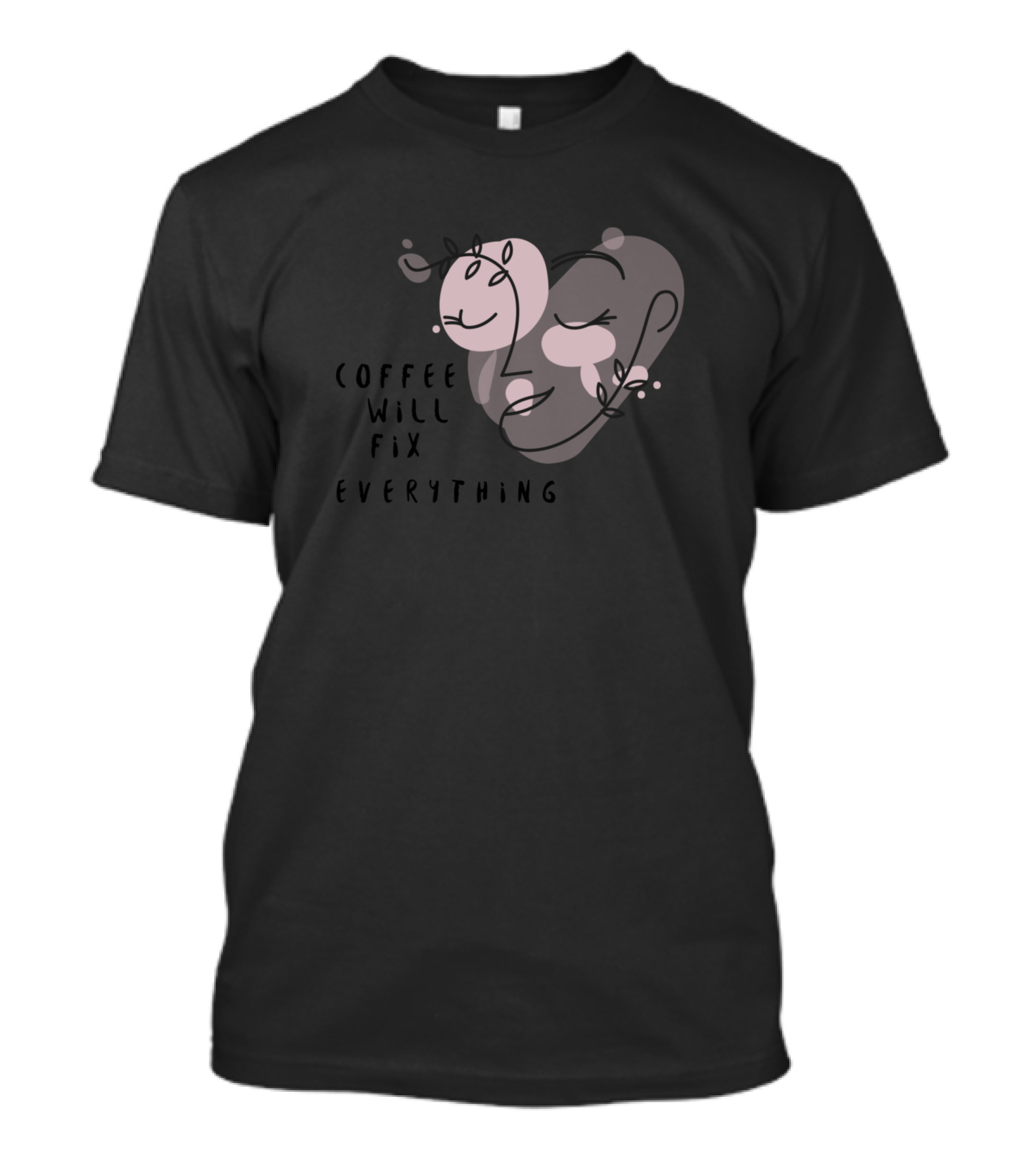 Coffee Will Fix Everything Abstract Line Art Face T-Shirt