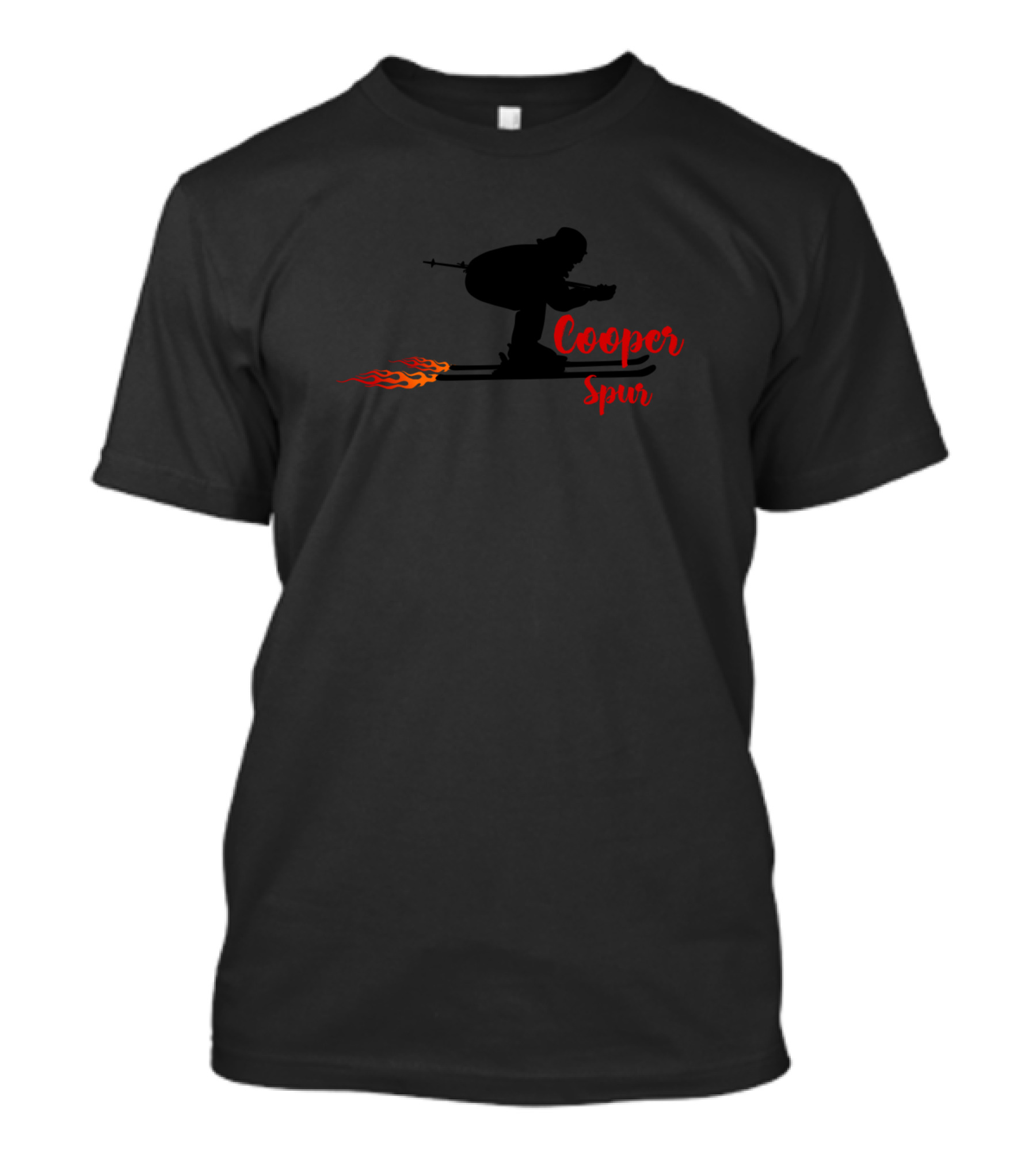Cooper Spur Skiing Silhouette With Flames T-Shirt