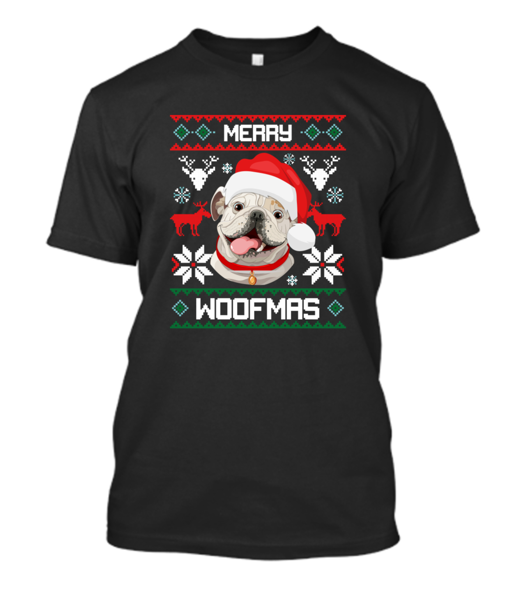 Merry Woofmas English Bulldog Ugly Christmas T-Shirt