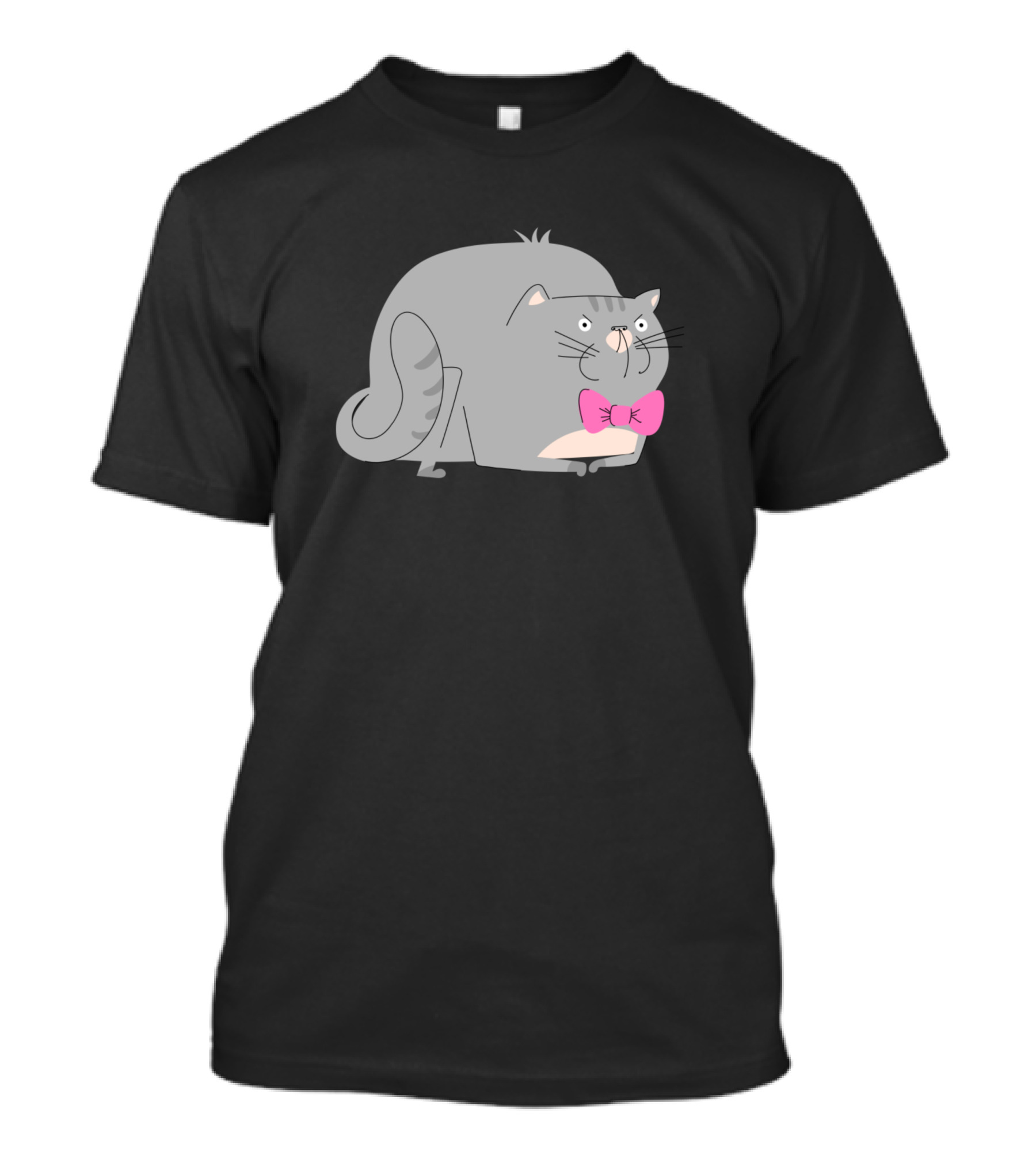 Fashionable Kitty Grey Cat With Pink Bowtie T-Shirt
