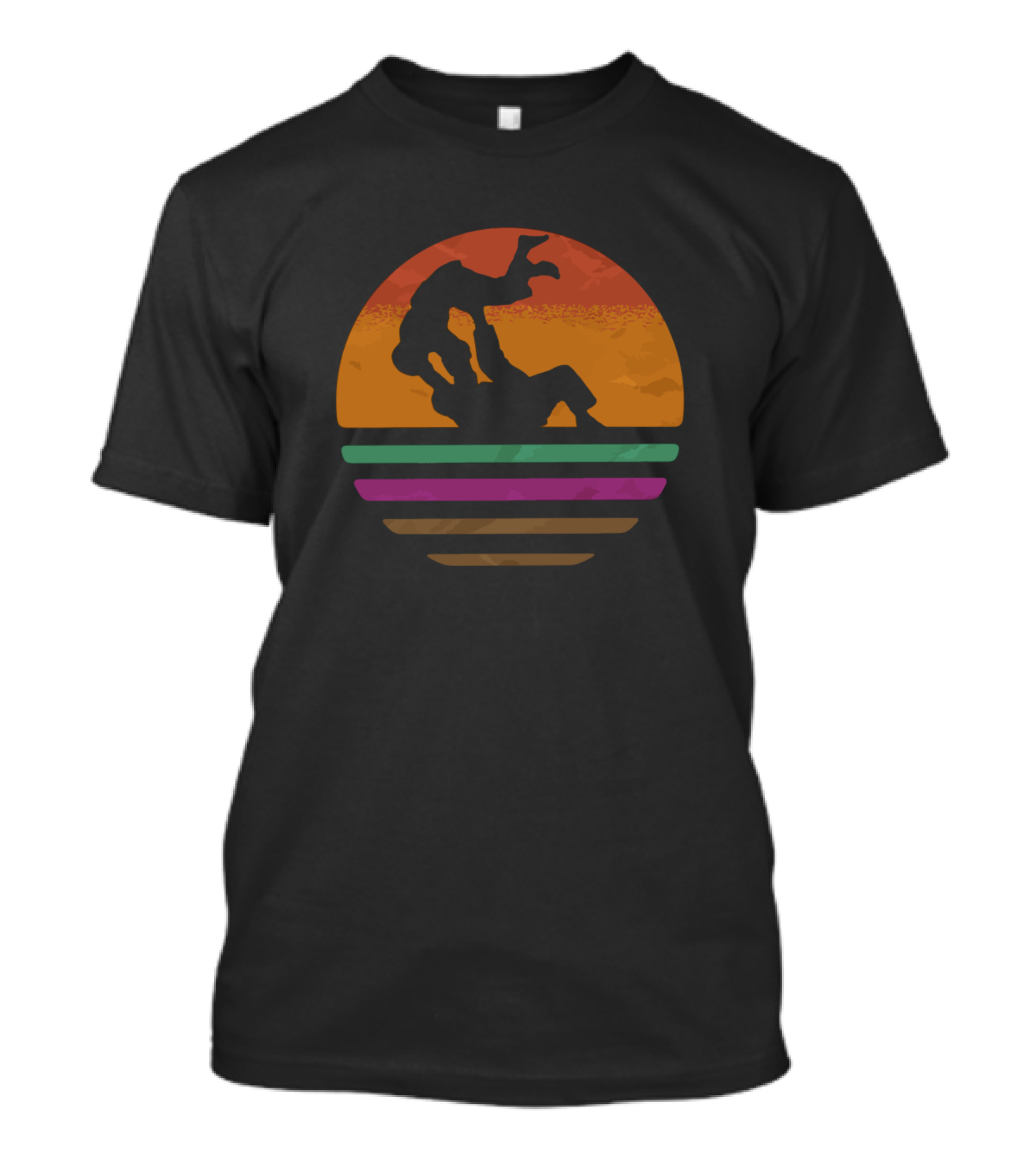 Retro Sunset Jiu Jitsu Grappling T-Shirt