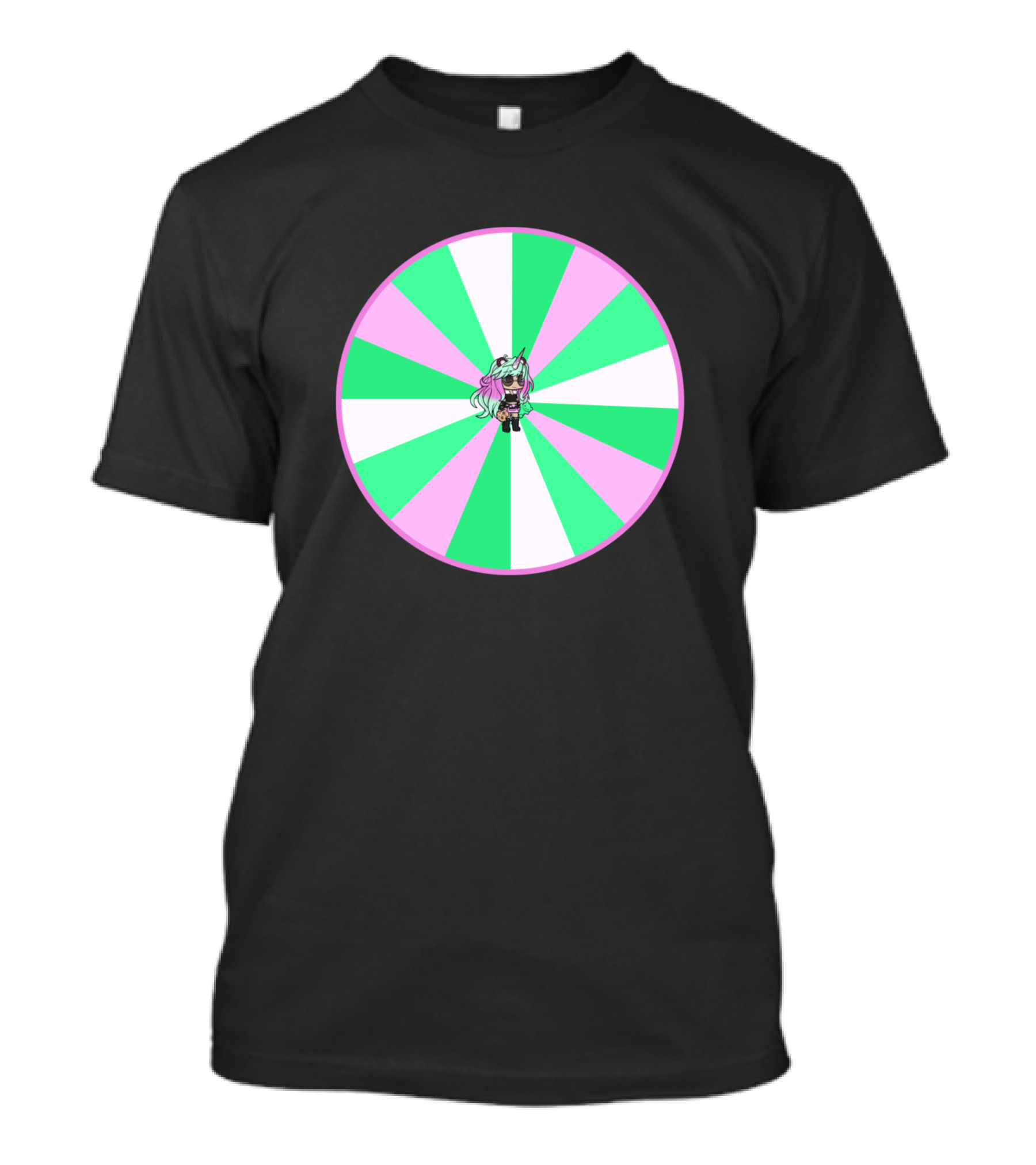 Gacha Cookie Character On Pink And Green Radial Background T-Shirt
