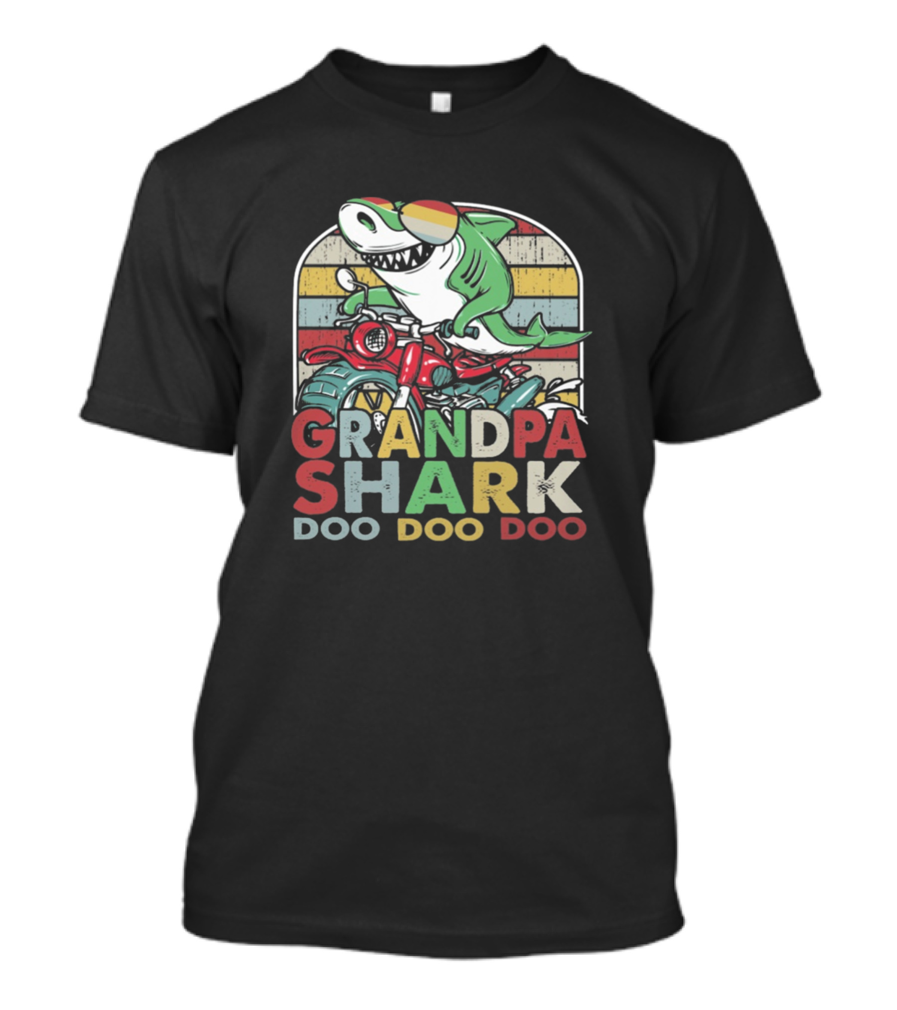GRANDPA SHARK DOO DOO DOO Retro Motorcycle Rider With Sunglasses T-Shirt