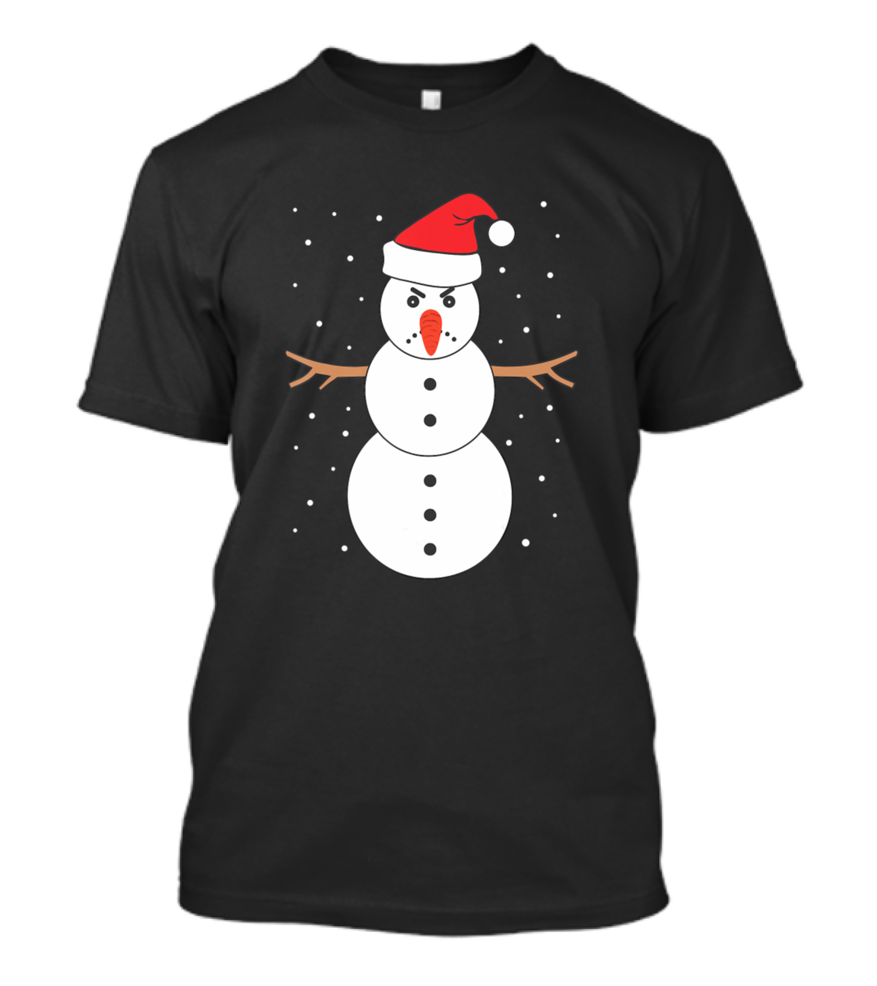 Grumpy Snowman With Santa Hat And Carrot Nose For Funny Christmas Holidays T-Shirt