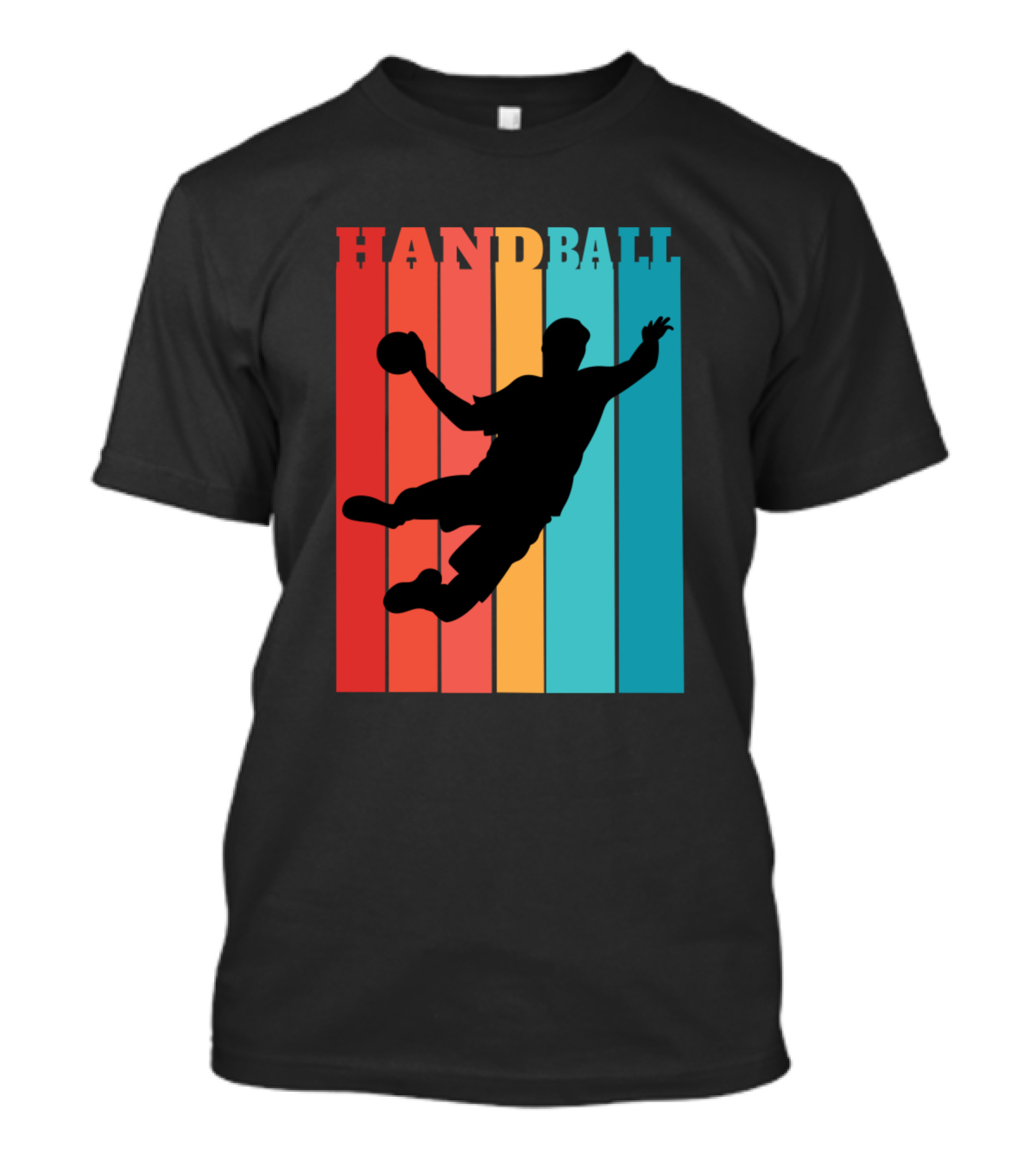 HAND BALL Player Silhouette Retro Vertical Stripes T-Shirt