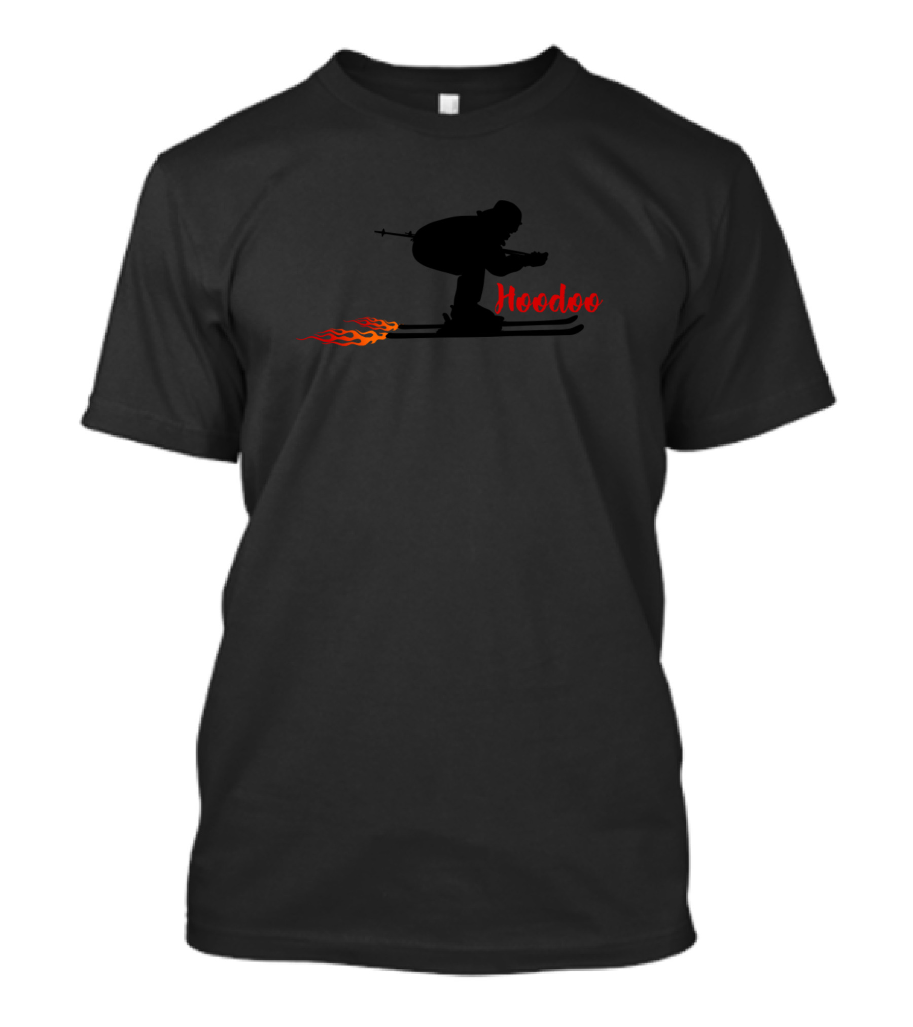 Hoodoo Skiing Silhouette With Flames T-Shirt