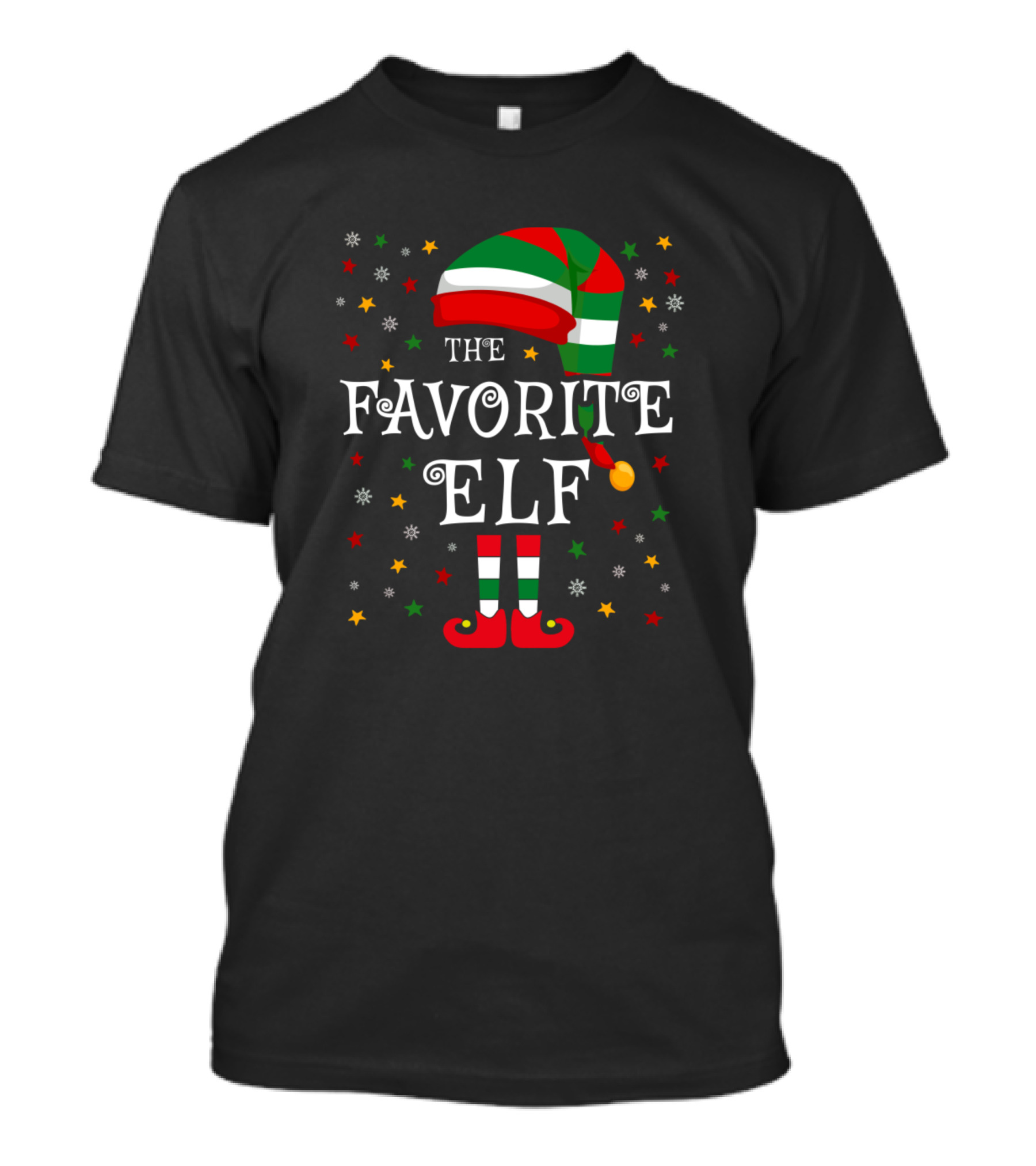 The Favorite Elf Christmas Hat And Boots T-Shirt