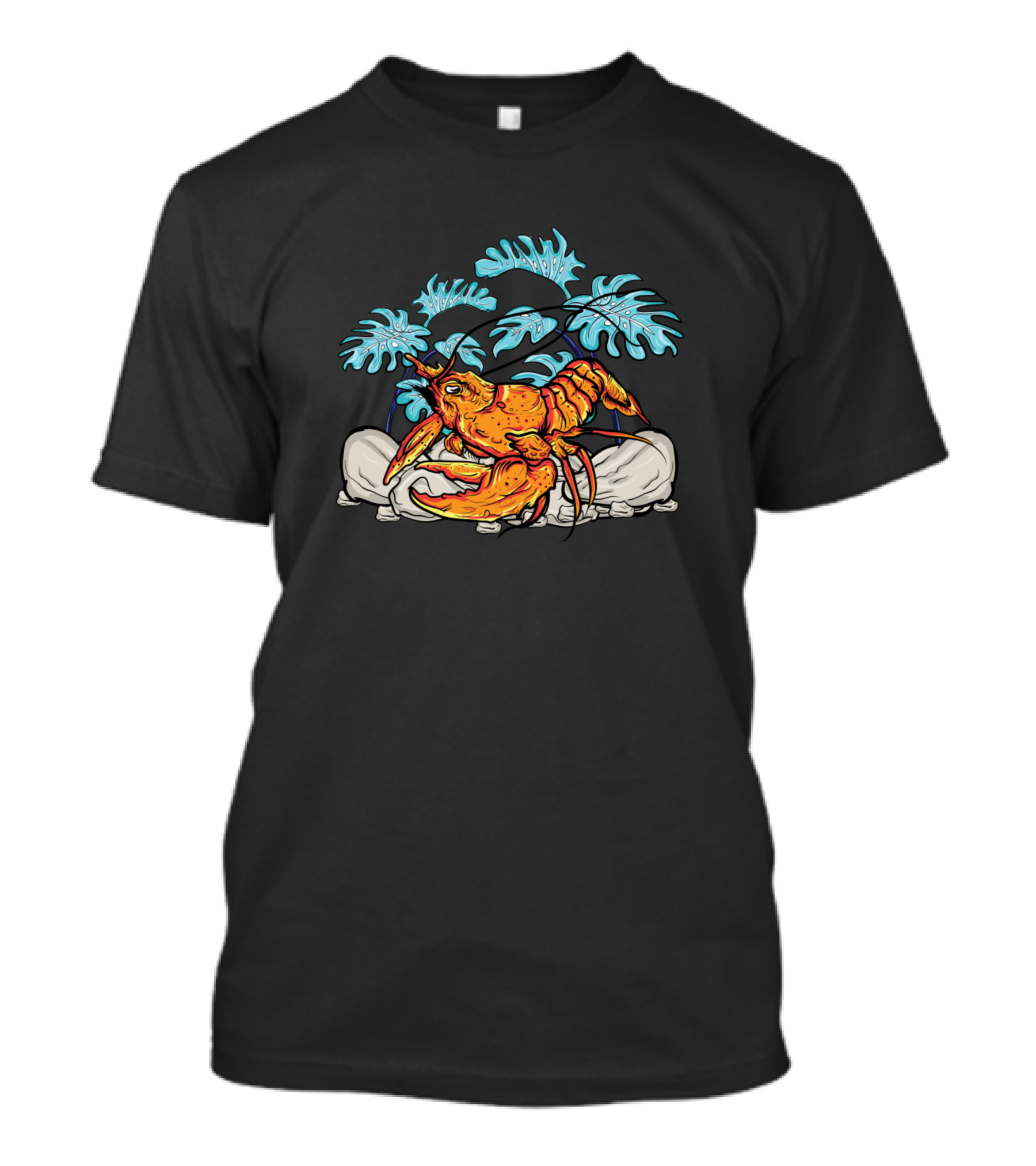 Lobster Colorful Tropical Monstera Leaves T-Shirt